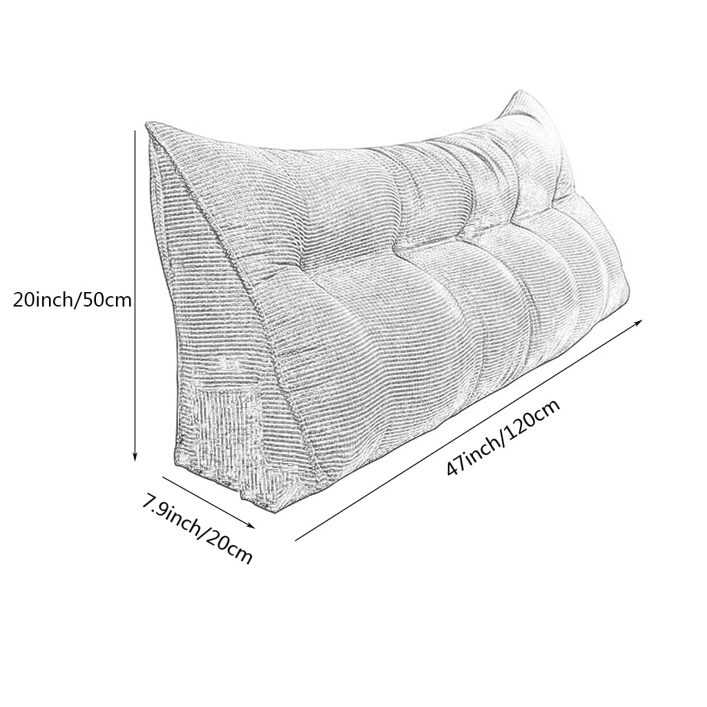Large Triangular Reading Wedge Pillow - 47inch/120cm Bed Rest Headboard Cushion for Twin, Full, Queen & King Size Beds - Pink | Perfect for Reading, Watching TV, and Relaxing in Bed or on Daybeds & Bunk Beds