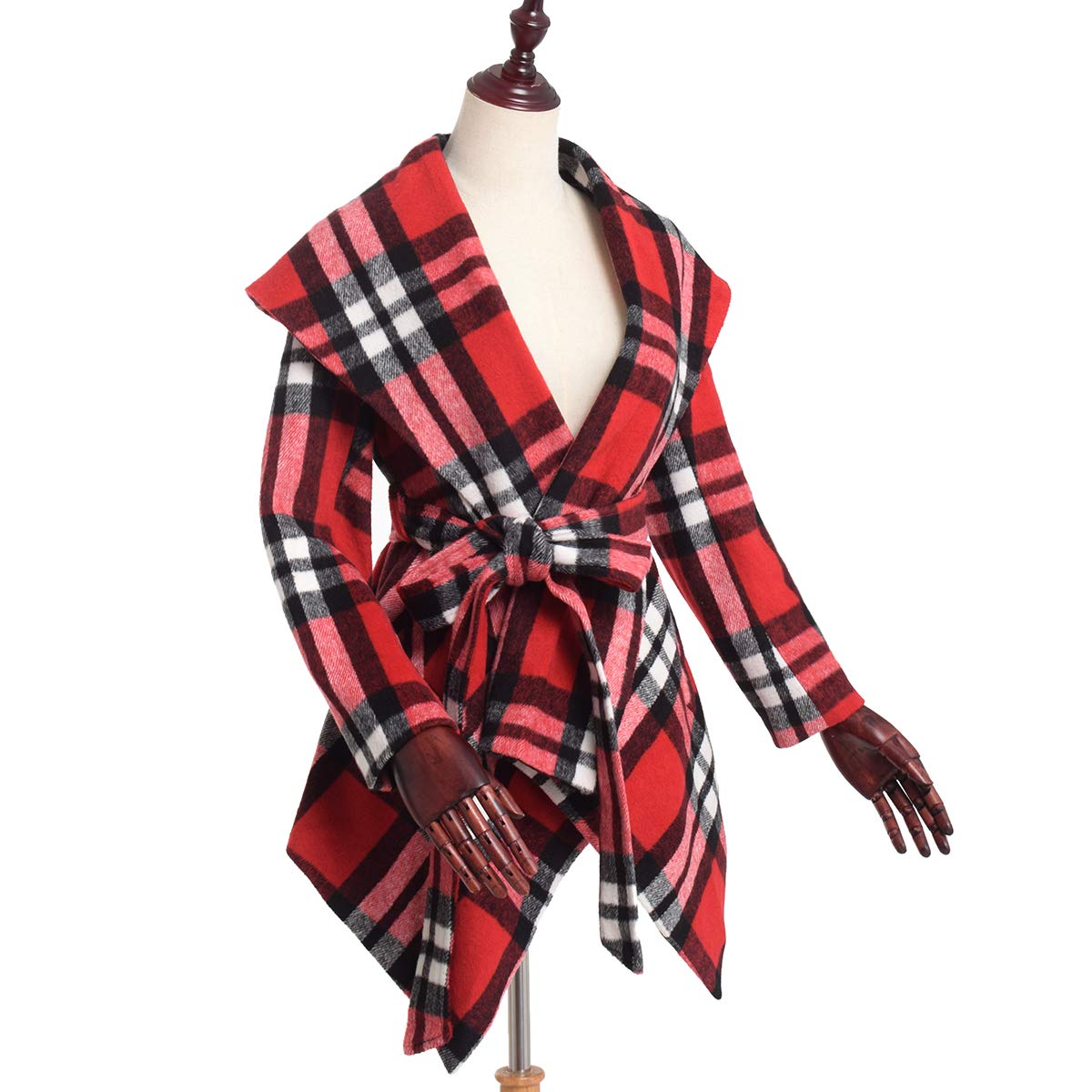 BPURB Women's Wool Blend Belted Wrap Coat with Turn Down Collar & Asymmetric Hem - Stylish Winter Outerwear for Office, Date Night & Casual Outings