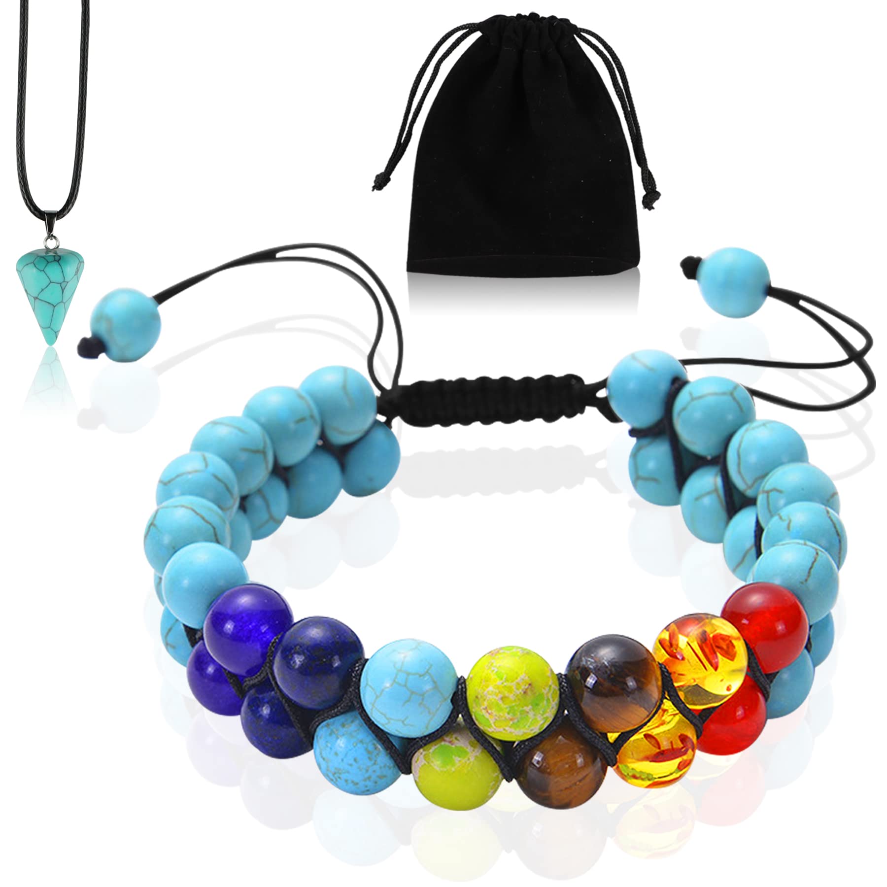 YQuiet 8mm Beaded Bracelets for Women & Men - Handmade 7 Chakra Crystal Healing Bracelet with Spiritual Protection & Good Luck Energy | Yoga, Meditation & Everyday Wear