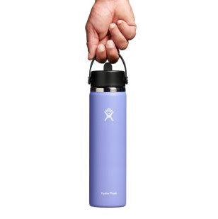 24 oz Wide Mouth Water Bottle with Flex Straw Cap - Leak Proof & BPA Free - Perfect for Gym, Hiking & Travel