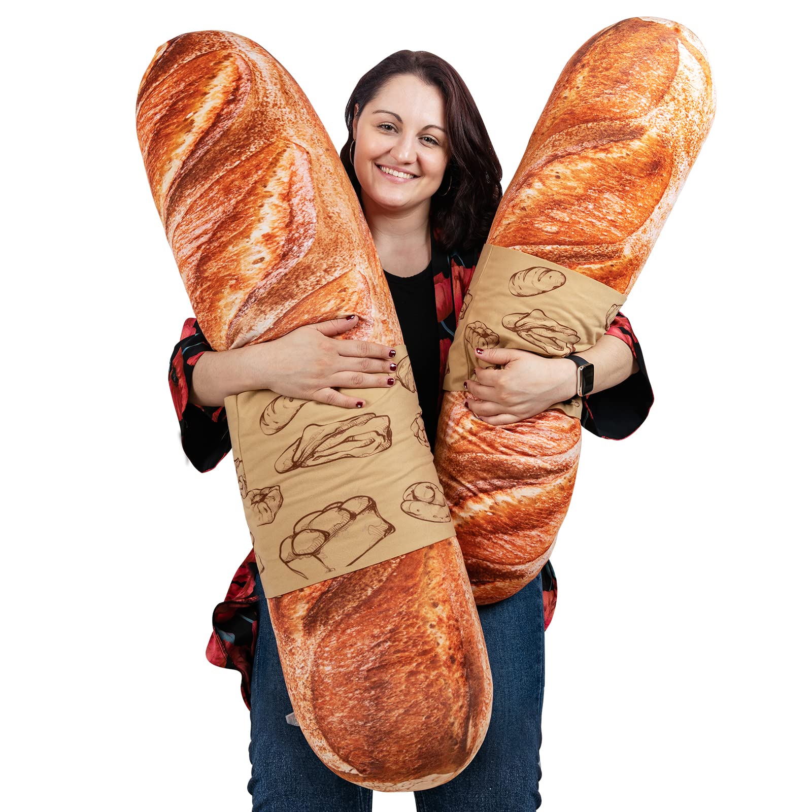 3D Simulation Bread Plush Pillow - Soft Butter Toast Body Pillow, Lumbar Support Cushion, Baguette-Shaped Stuffed Toy Gift for Kids & Adults (44 Inches) - Perfect for Home Decor, Office Comfort & Anime Cosplay