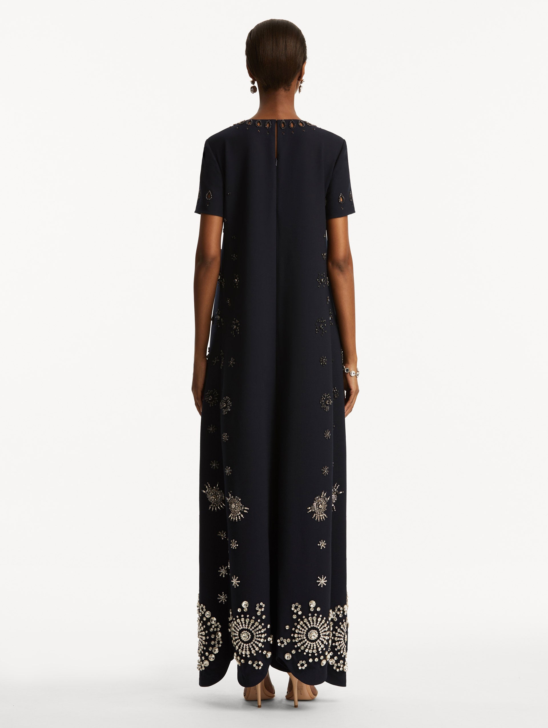 Elegant Crystal Embellished Caftan Dress for Women - Boho Chic Maxi Dress for Beach, Party & Special Occasions