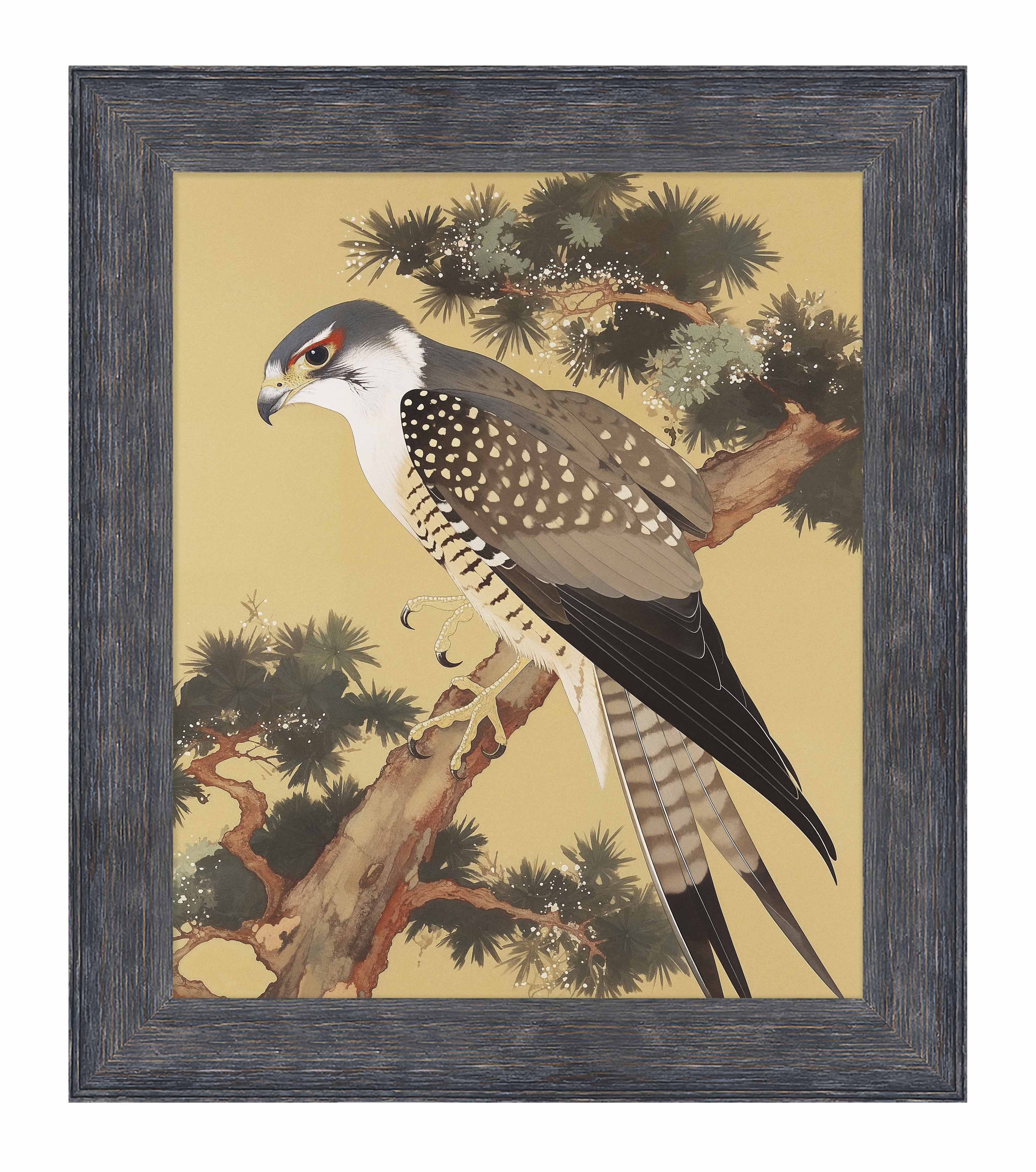 Graceful Sentinel Falcon in Pine Grove - Limited Edition Canvas Wall Art for Home & Office Decor | Nature Wildlife Painting, Gift Idea for Bird Lovers