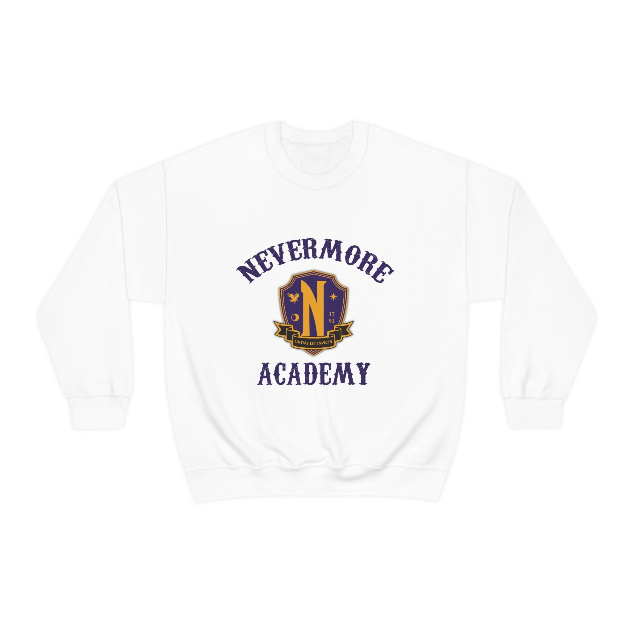 Nevermore Academy Sweatshirt | Wednesday Addams Hoodie | Addams Family Horror Sweater | Gothic Fashion for Halloween & Cosplay | Unisex Pullover for TV Show Fans