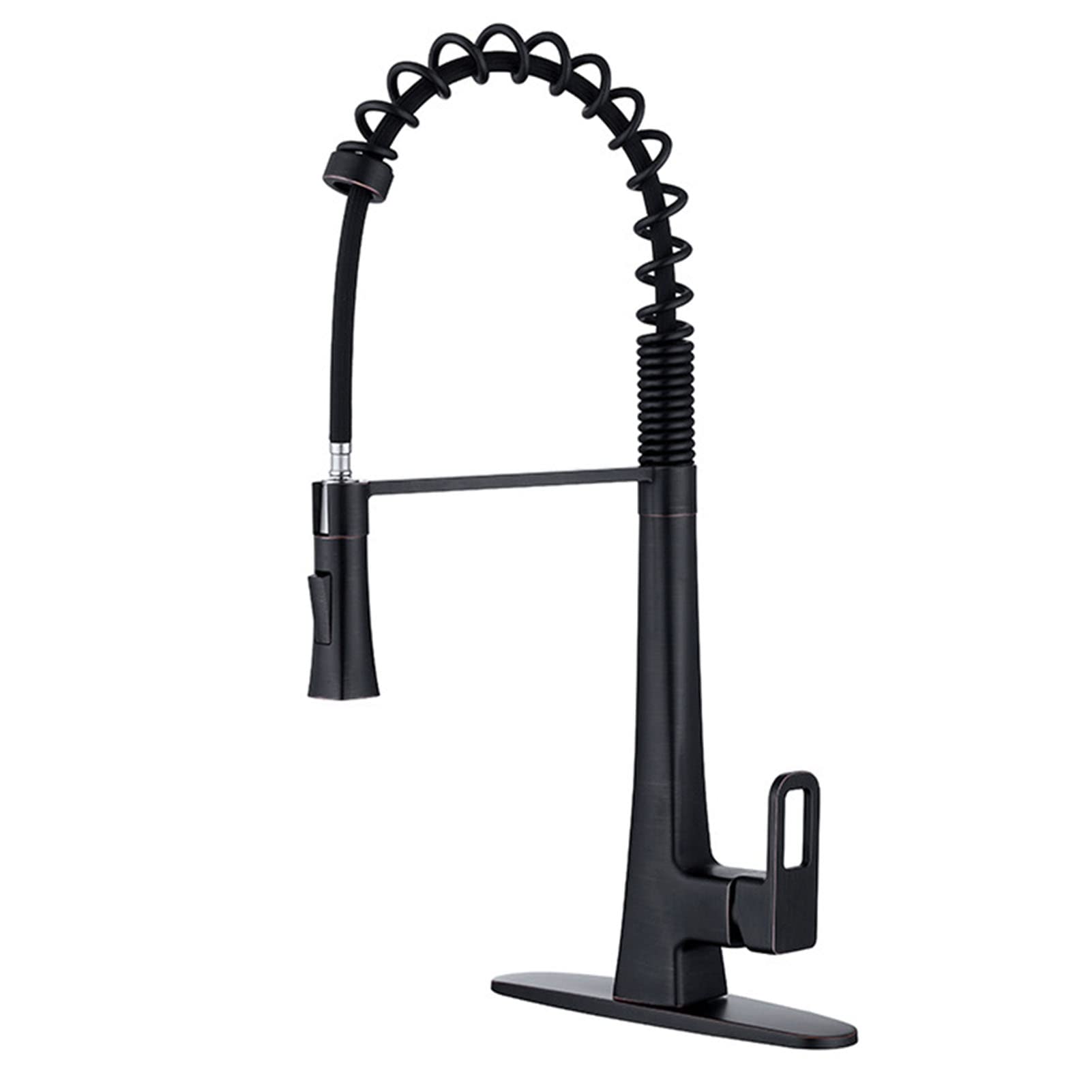 High Arc Single Handle Commercial Kitchen Faucet with Removable Sprayer - Oil Rubbed Bronze Solid Brass Sink Faucet with Deck Plate - Perfect for Restaurants, Home Kitchens & Heavy Duty Use