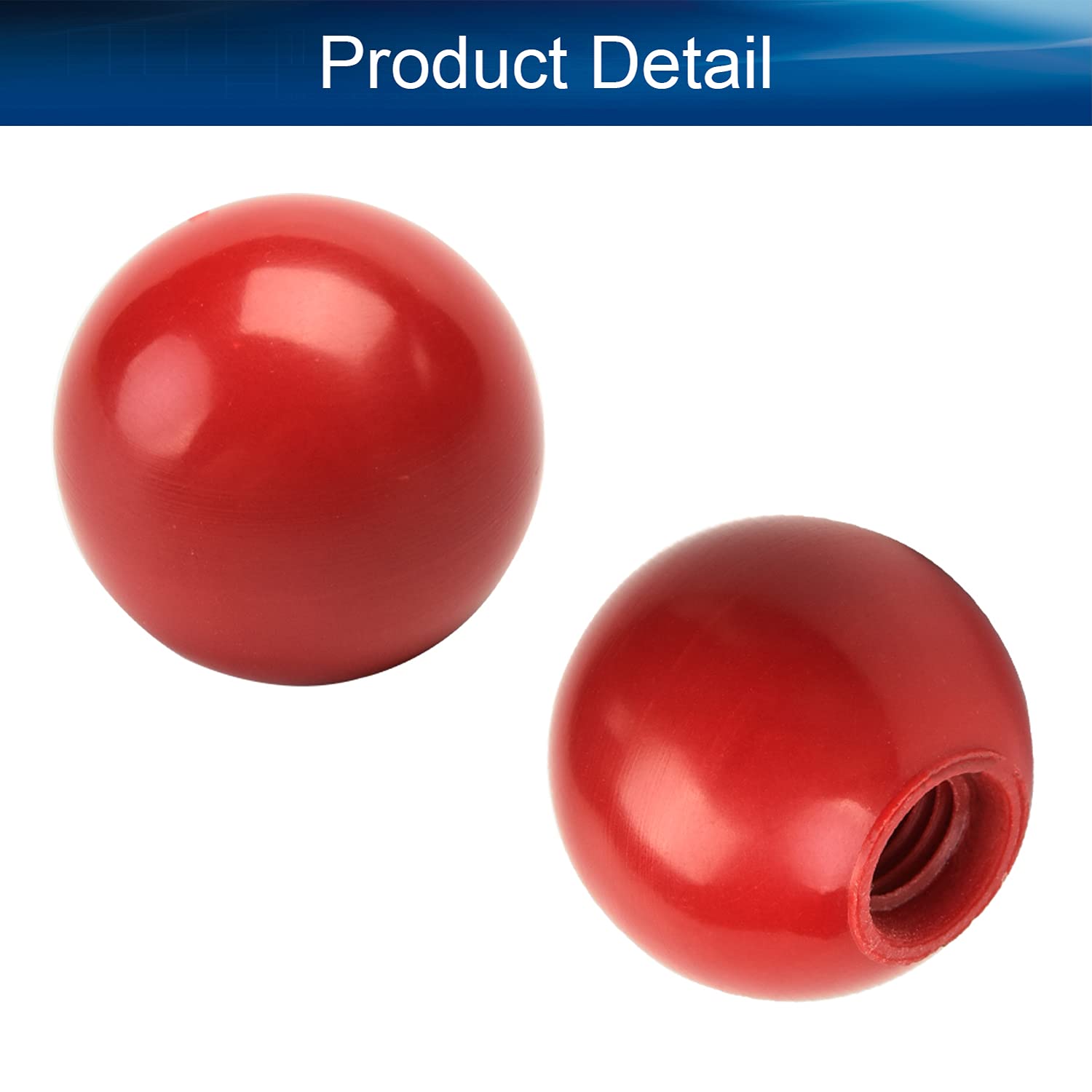Bettomshin 2-Pack M8 Female Thread Thermoset Ball Knobs - 25mm Diameter Bakelite Handles with Smooth Black Rim - No Twist Installation - Perfect for Lawn Mowers & Exercise Equipment - Durable Replacement Parts for Machinery & DIY Projects