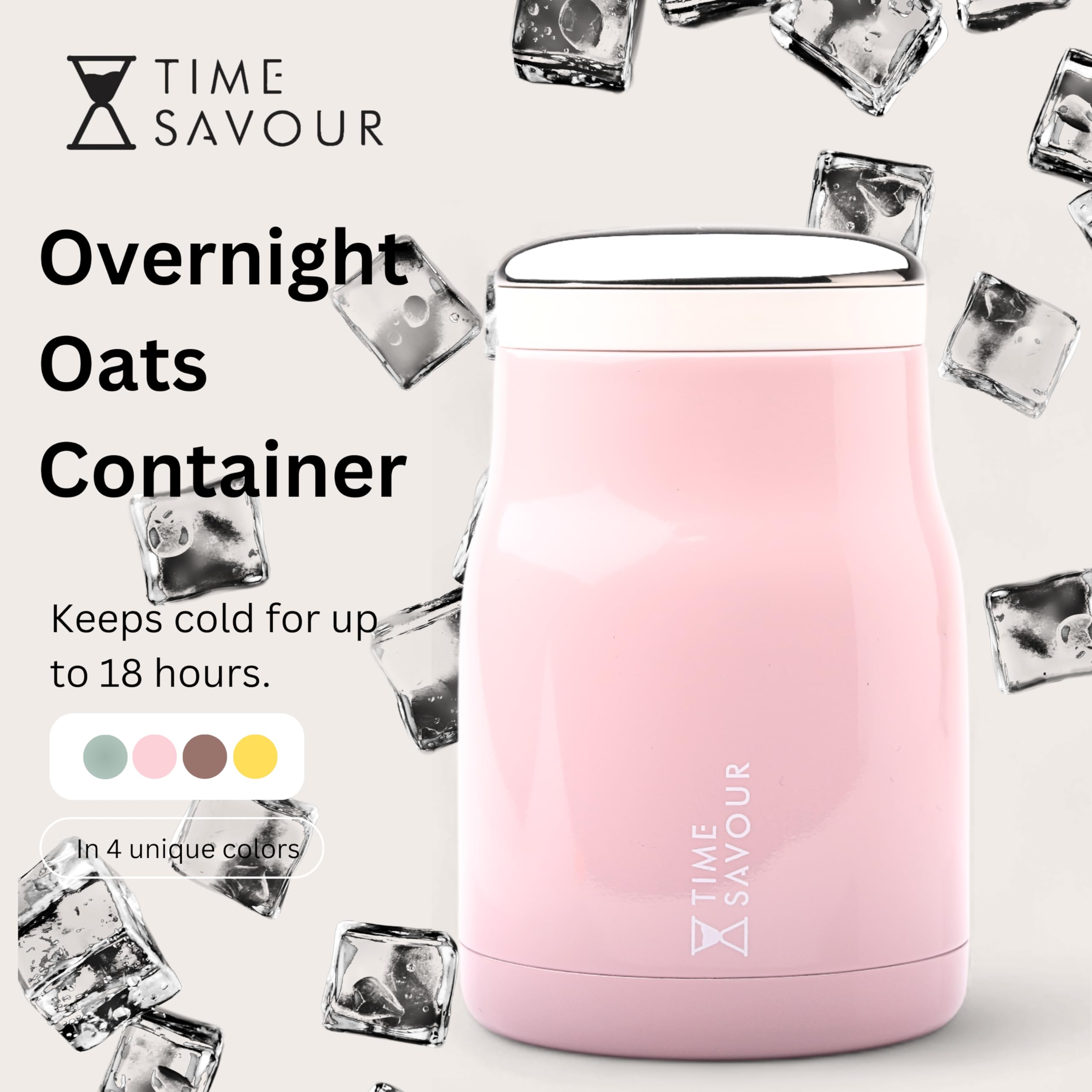 16oz BPA-Free Overnight Oats Containers with Lids - Leakproof Meal Prep Containers for Oats, Smoothies, Yogurt, Pasta & Soup - Perfect for Kids Lunch, Adult Meal Prep & Office Snacks (Pink)
