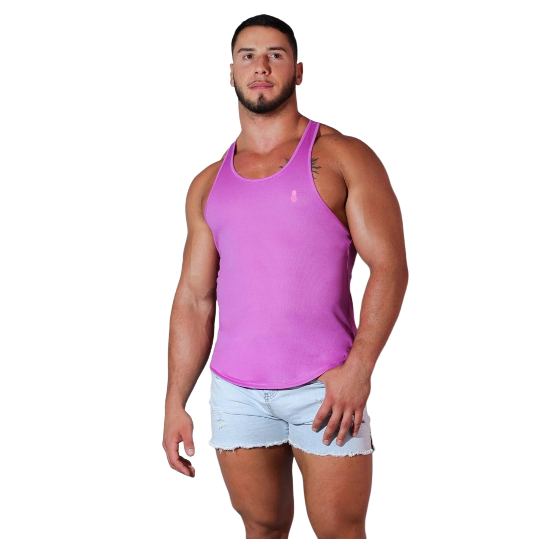 JJ Malibu Microfiber Dri-Fit Tank Top for Women - Neon Purple Workout Shirt | Gym, Yoga, Running & Athletic Performance Apparel