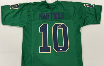 Sam Hartman Autographed Notre Dame Fighting Irish Green Football Jersey - Perfect for Collectors, Fans, and Game Day Memorabilia