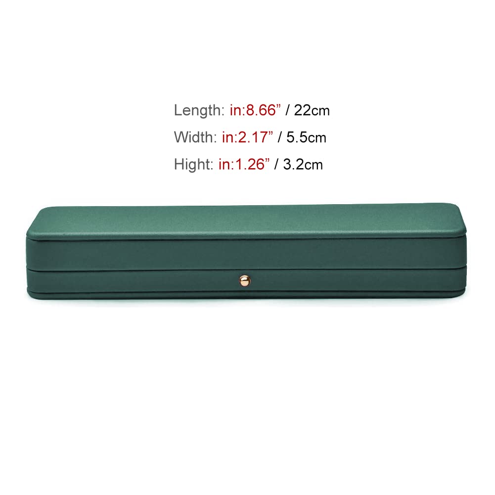 Luxury Green Leather Jewelry Box with Velvet Interior - Long Chain Bracelet Necklace Watch Storage Case for Wedding, Engagement, Proposal, Birthday & Anniversary - Perfect Jewelry Display & Gift Box for Special Occasions