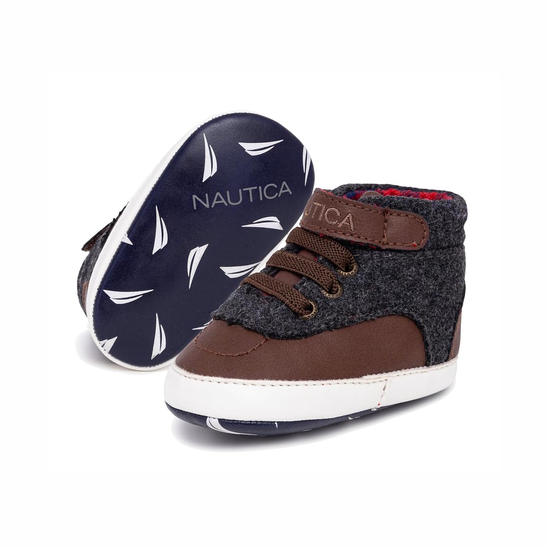 Nautica Baby Boys & Girls Soft Anti-Slip Sole First Walkers - Lightweight Lace-Up Crib Shoes for Newborns & Infants | Durable, Comfortable & Easy to Wear for Early Steps, Playtime & Special Occasions