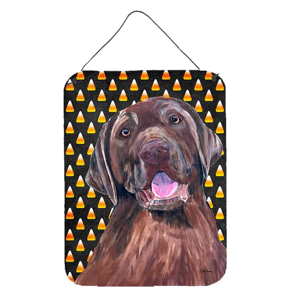 Labrador Chocolate Candy Corn Halloween Portrait Metal Sign - 12x16 Inch Aluminum Wall Decor for Kitchen, Bar, Bathroom, Front Door - Perfect for Halloween Home Decor & Seasonal Party Themes