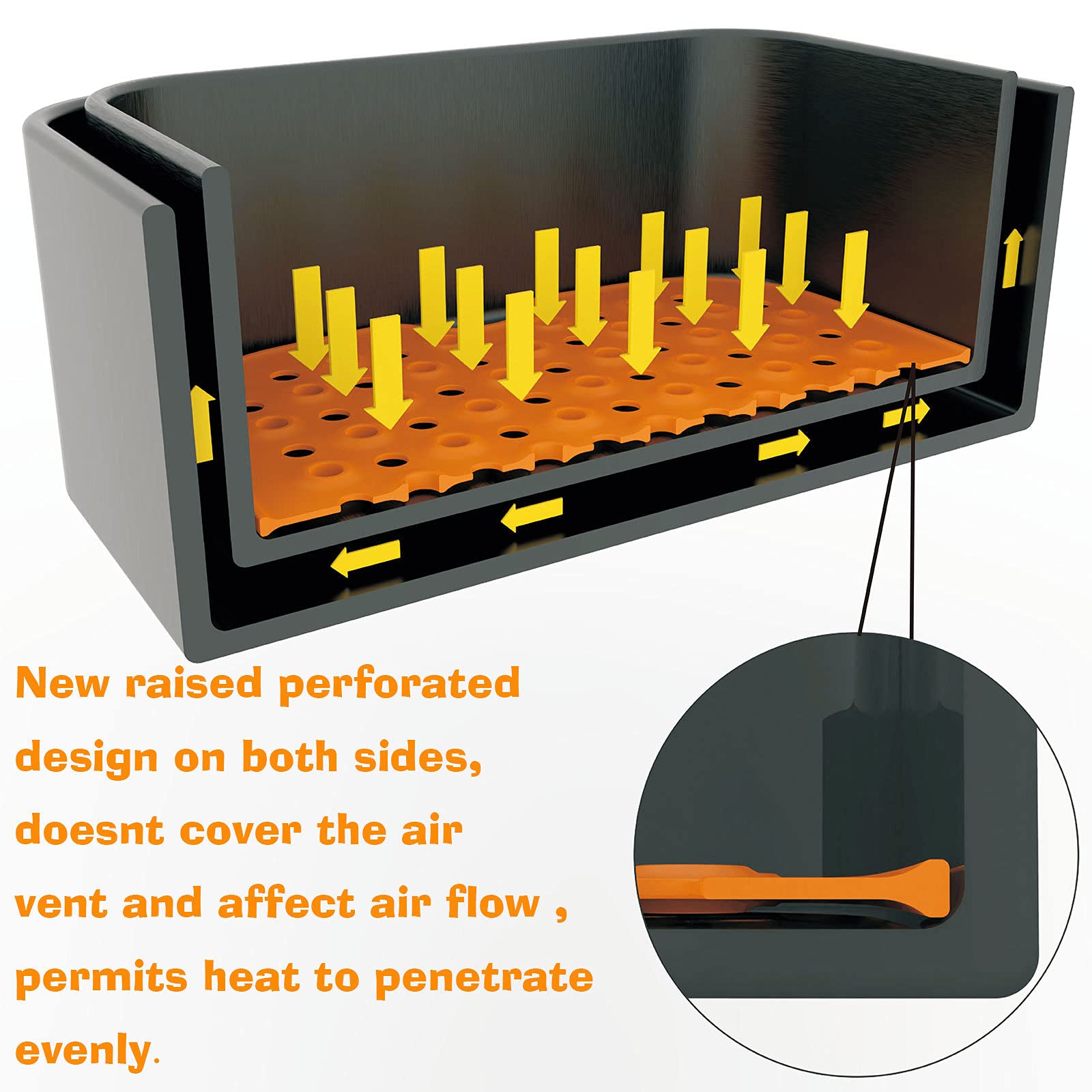 2Pcs Air Fryer Silicone Liners - 7.5 Inch Food Grade Non-Stick Baking Mats, Reusable & Easy Clean Accessories for Ninja, Cosori, Instant Pot (Orange & Red) - Perfect for Roasting Veggies, Baking Cookies & Air Frying Chicken Wings