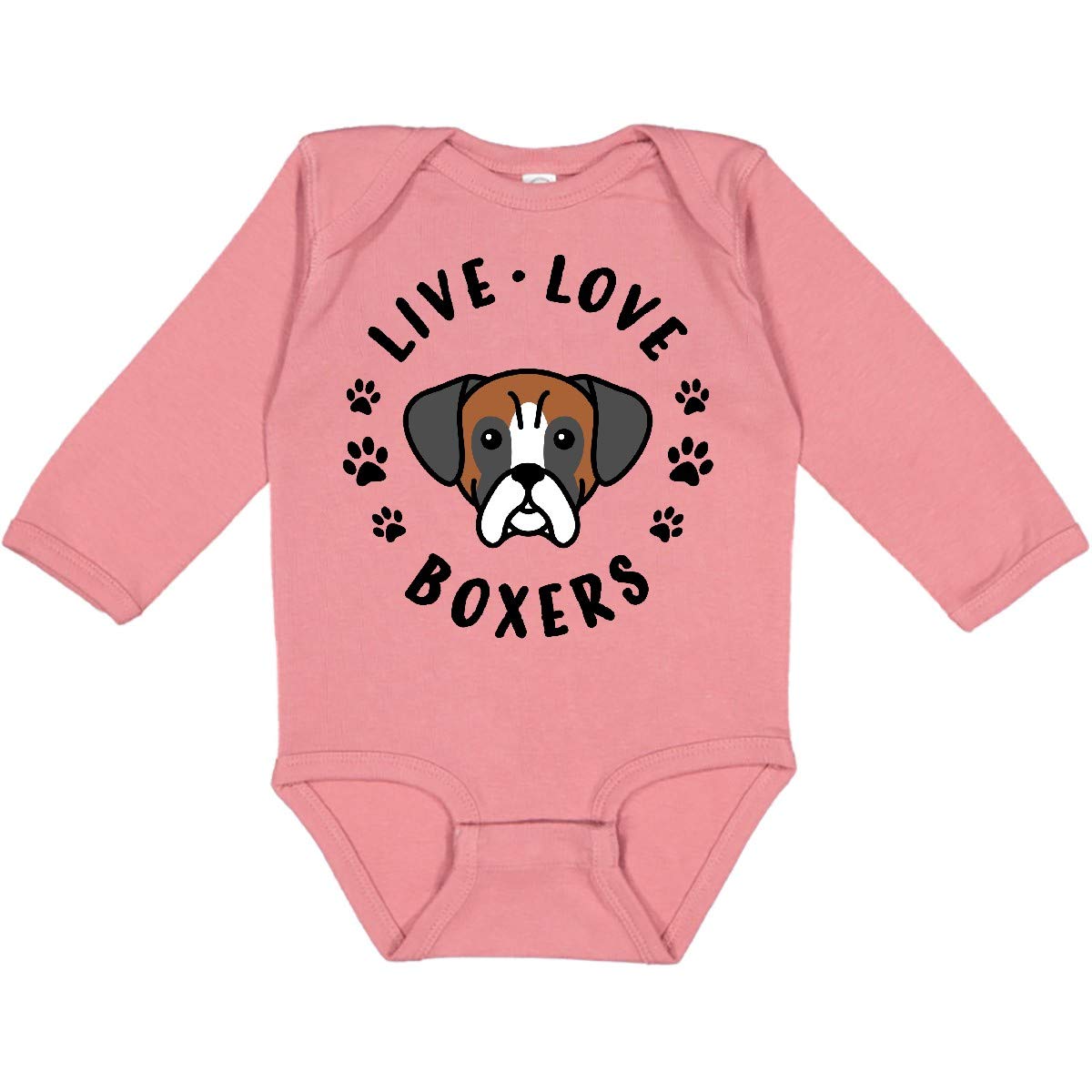 Inktastic Live Love Boxers Long Sleeve Baby Bodysuit - Soft Cotton Onesie for Newborns & Infants - Perfect for Family Photos, Holidays & Everyday Wear