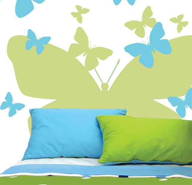 Butterfly Headboard Mural Wall Decal - Elegant Floral Bedroom Decor for Girls Room, Nursery, Dorm - Self-Adhesive Peel and Stick Wall Art for Home Decor