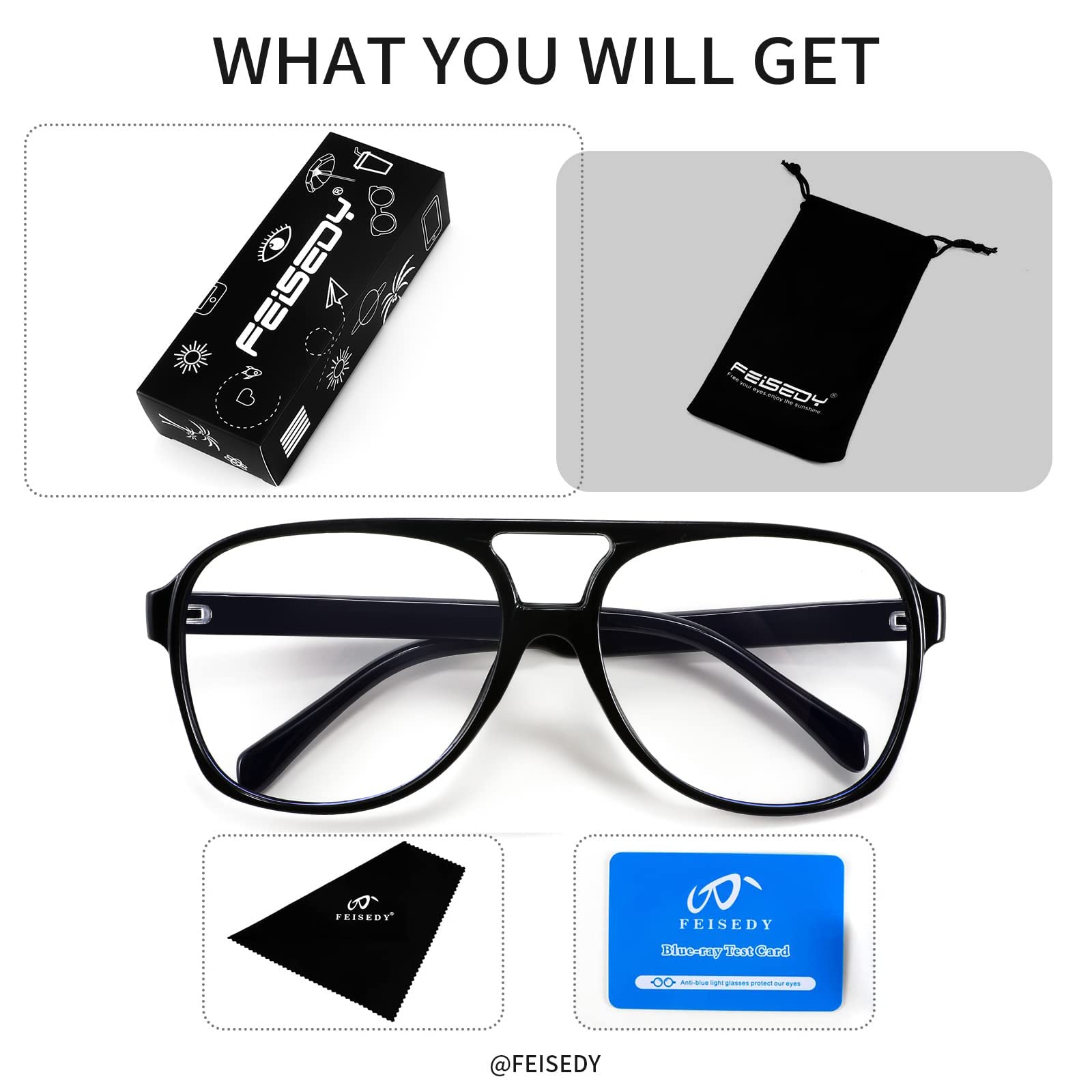 FEISEDY Retro 70s 80s Blue Light Blocking Glasses for Women & Men - Computer Glasses for Gaming, Reading & Office Work - Anti Eyestrain Glasses for PC, Phone & Digital Screen Use