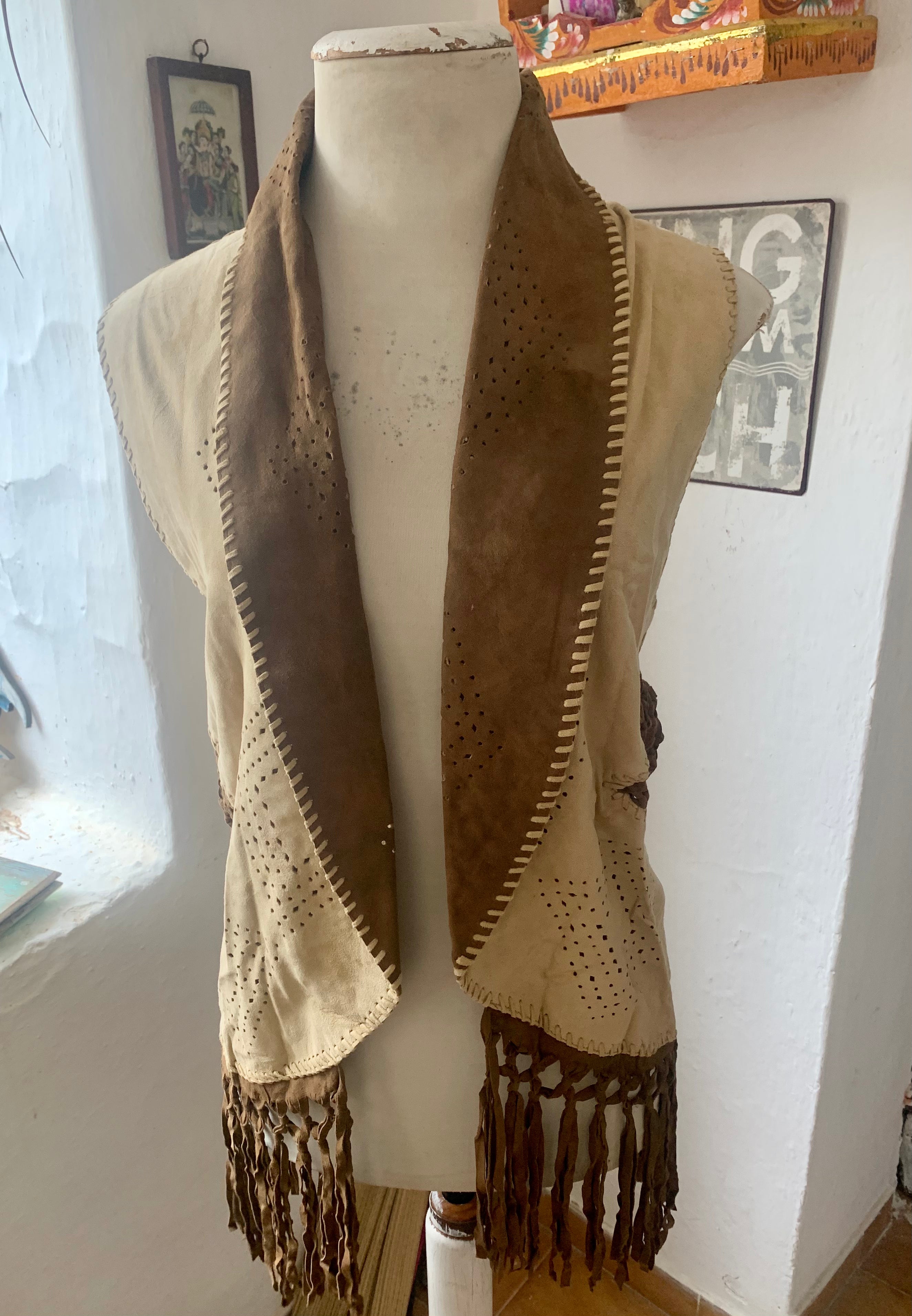 Boho Leather Vest for Women - Stylish Distressed Faux Leather Vest with Fringe - Perfect for Music Festivals, Casual Outfits & Layering