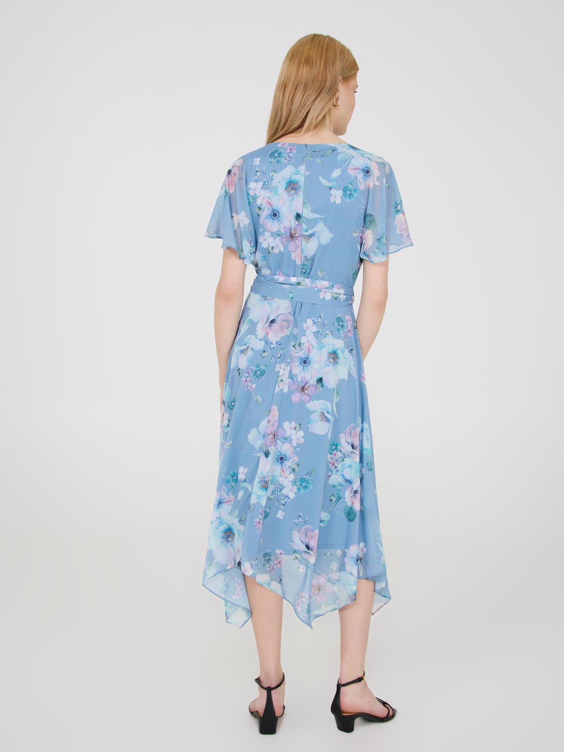 Elegant Floral Print Chiffon Handkerchief Hem Dress for Women - Summer Boho Maxi Dress for Beach, Wedding & Party Occasions