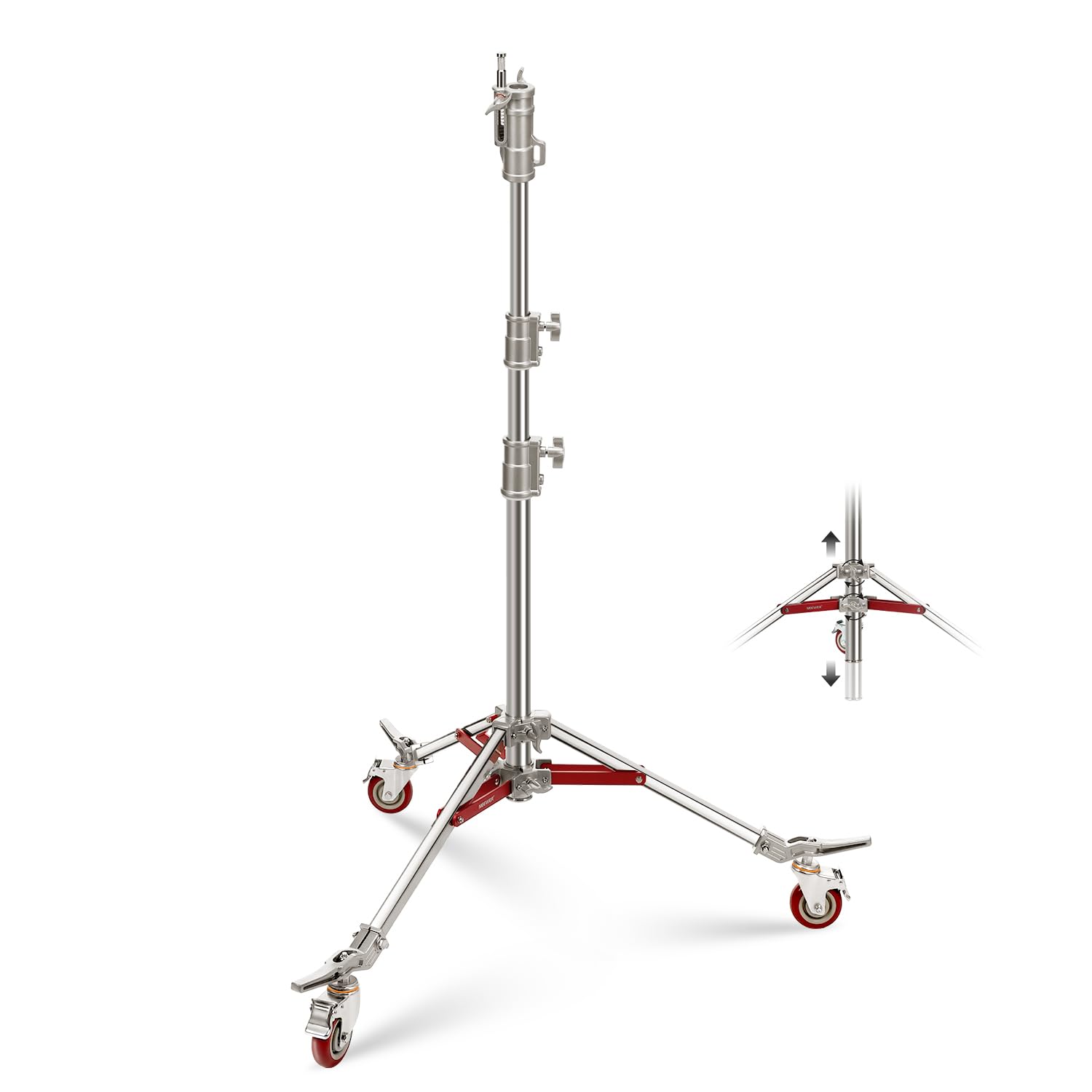 NEEWER Heavy Duty Stainless Steel Light Stand with Wheels - 7.9ft/240cm Studio Stand with 1-1/8