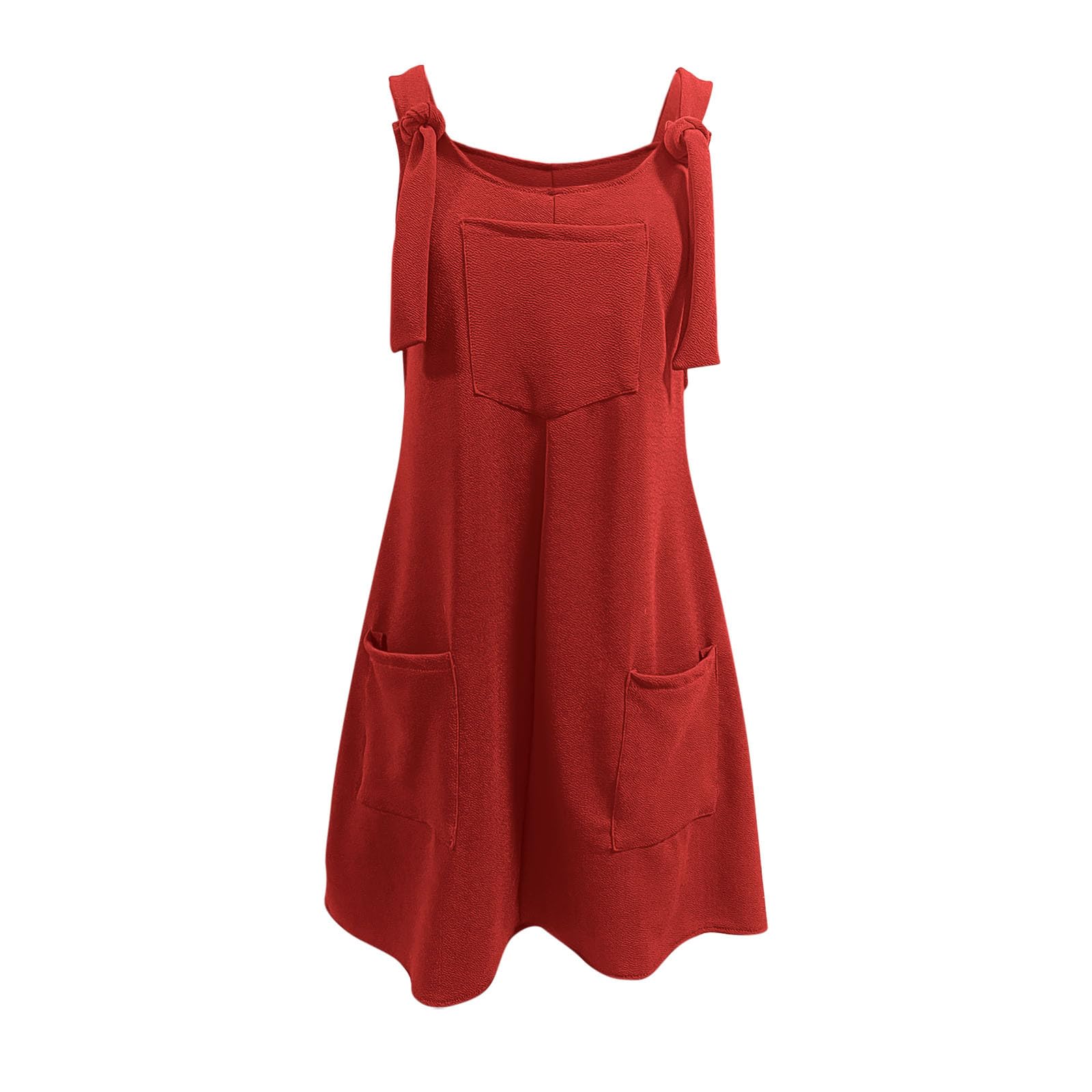 Binmer Women's Casual Mini Dress with Adjustable Wide Straps - 2024 Summer Trendy Crewneck Bib Overall Dress with Pockets | Perfect for Beach, Vacation, and Everyday Wear