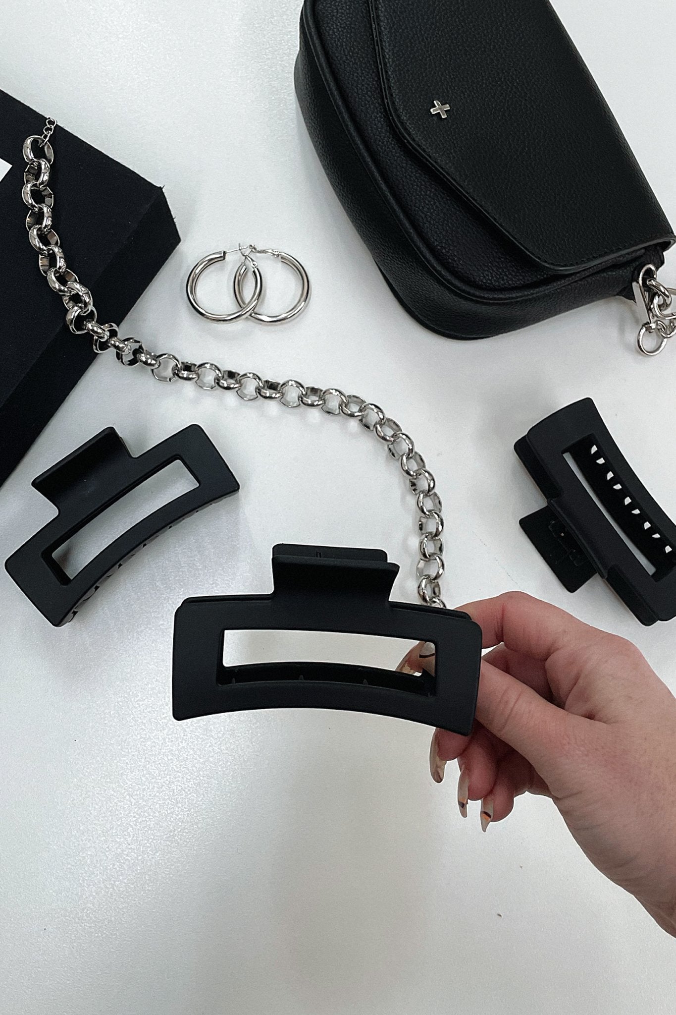 Mika Hair Claw Clip - Black | Strong Hold Hair Clips for Women | Perfect for Ponytails, Buns & Updos | Salon-Quality Hair Accessories