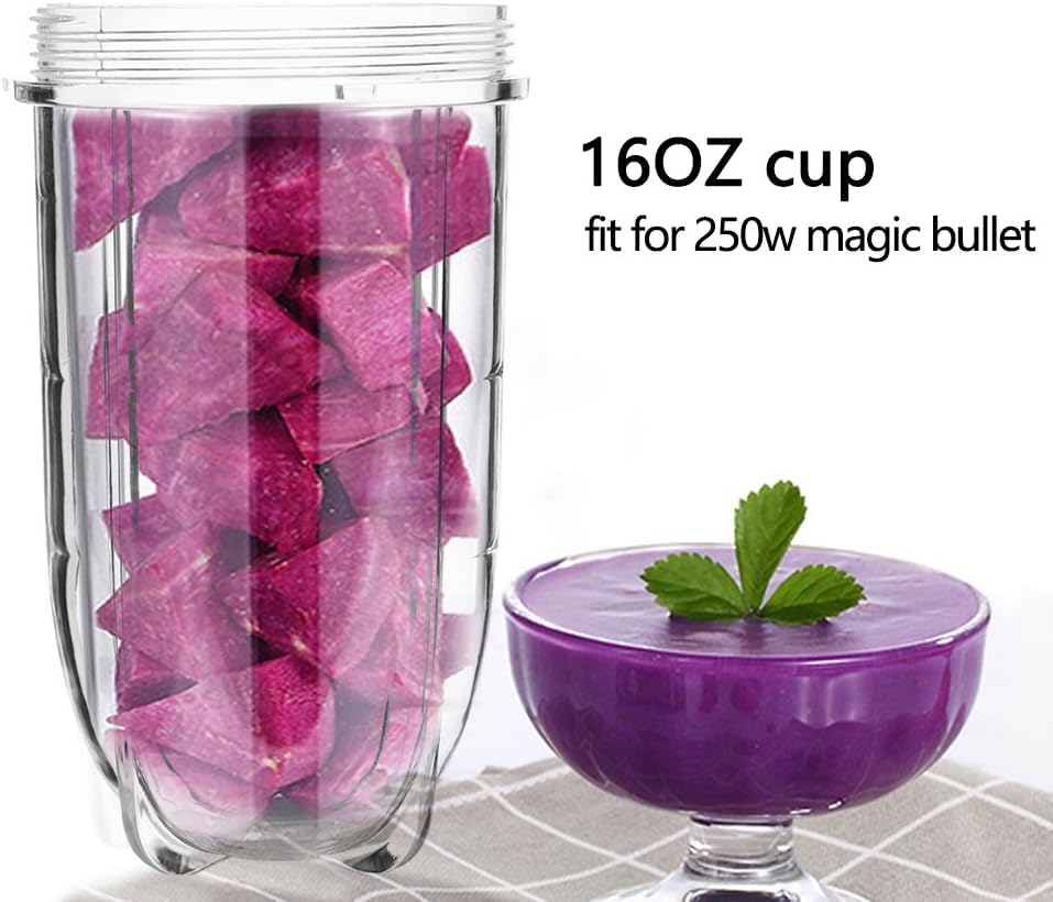 2-Pack 16OZ Replacement Cups for Magic Bullet Blender - Compatible with MB1001 Series 250W Juicer Mixer - Durable Blender Jars for Smoothies, Protein Shakes & Food Prep