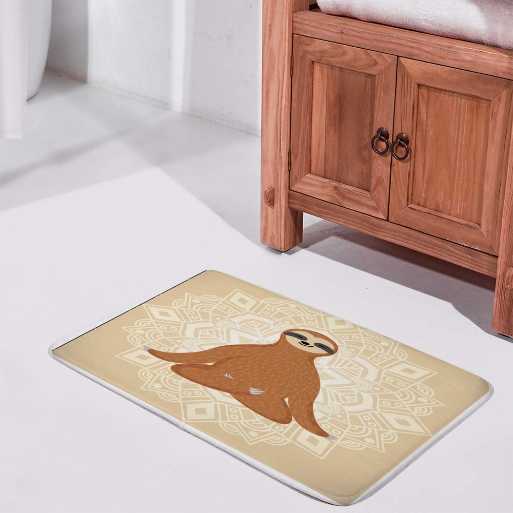 Non-Slip Bath Rug - Soft Microfiber Velvet Bath Mat with Cute Sloth Design, Absorbent Shower Carpet for Bathroom, Yoga & Entryway (31x20 Inches) - Perfect for Wet Floors, Front Door & Home Decor