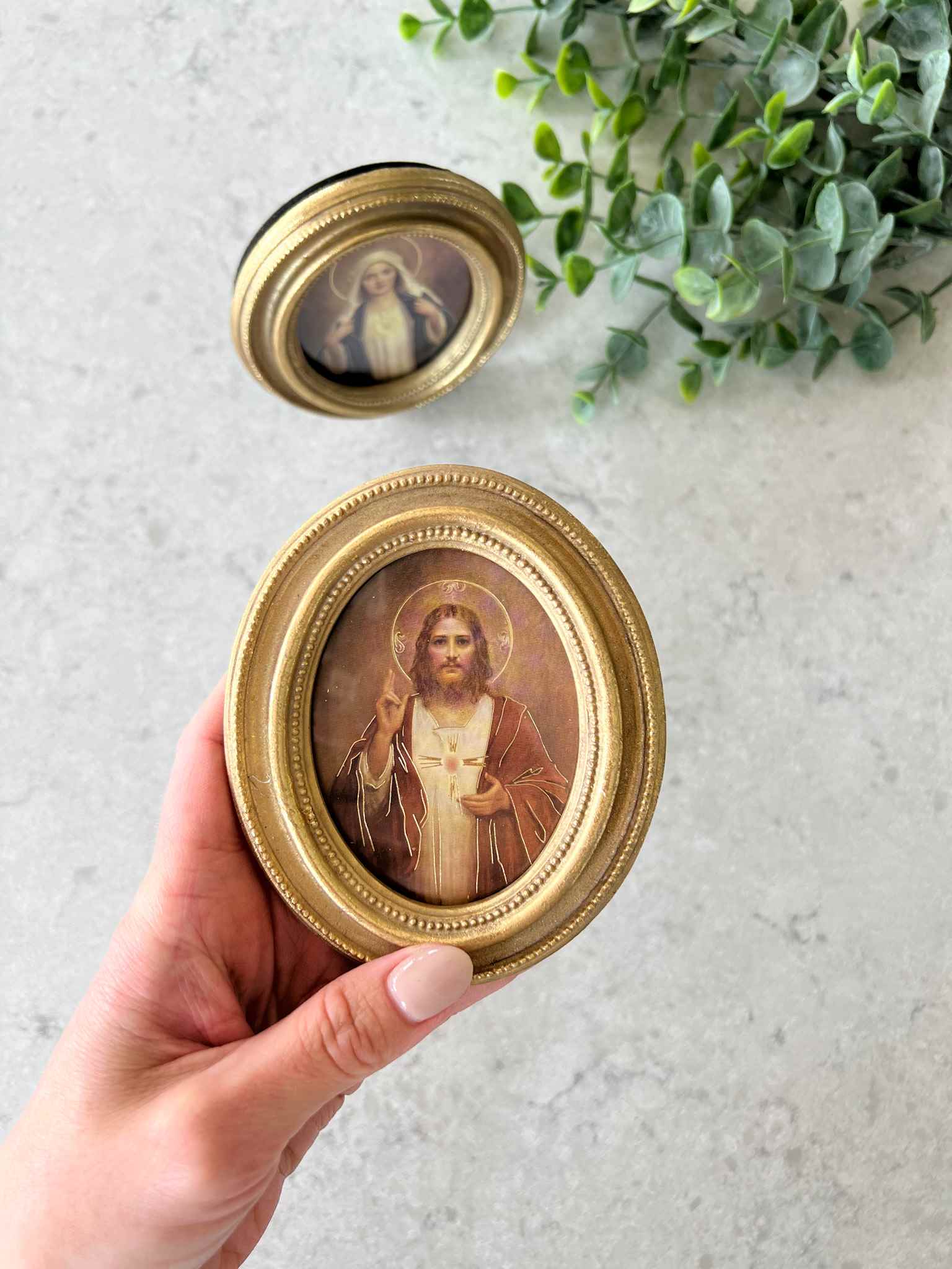 Sacred Heart & Immaculate Heart Framed Religious Art Set - Catholic Home Decor for Wall, Prayer Room & Church Altar