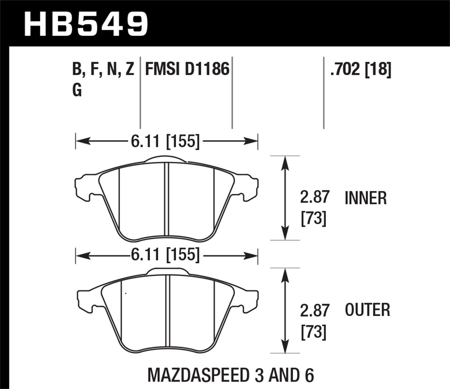HB549F.702 HPS Performance Street Brake Pads - High Performance Brake Pads for Cars, Trucks & SUVs | Perfect for Daily Driving & Street Racing | Durable & Reliable Braking Power