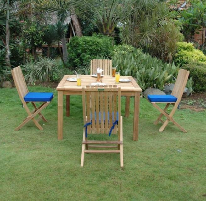 Anderson Teak Windsor Comfort Chair 7-Piece Folding Dining Set 105A - Outdoor Patio Furniture for Garden, Poolside & Backyard Dining