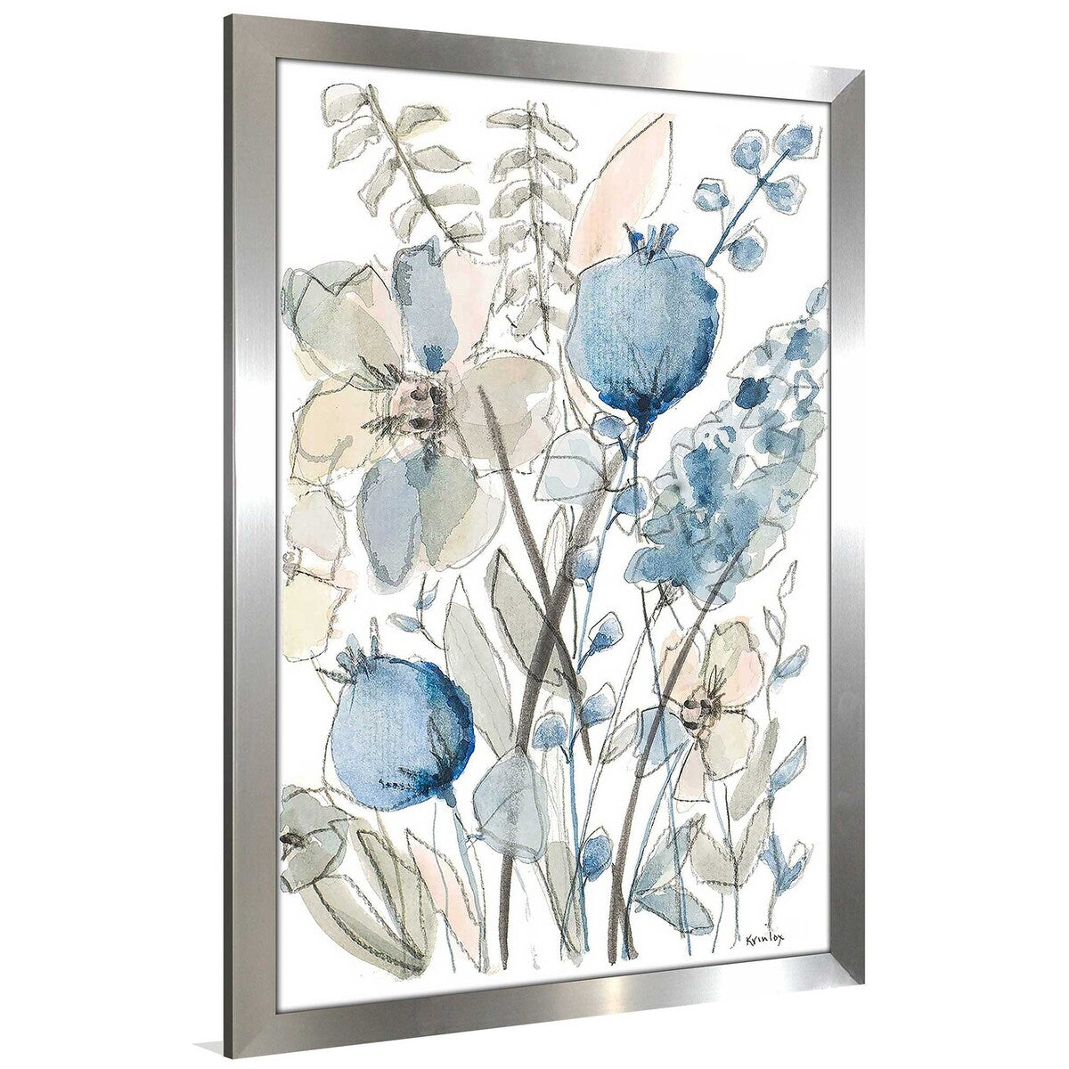 Blue and White Floral Acrylic Print - Elegant Wall Art Decor for Living Room, Bedroom & Office