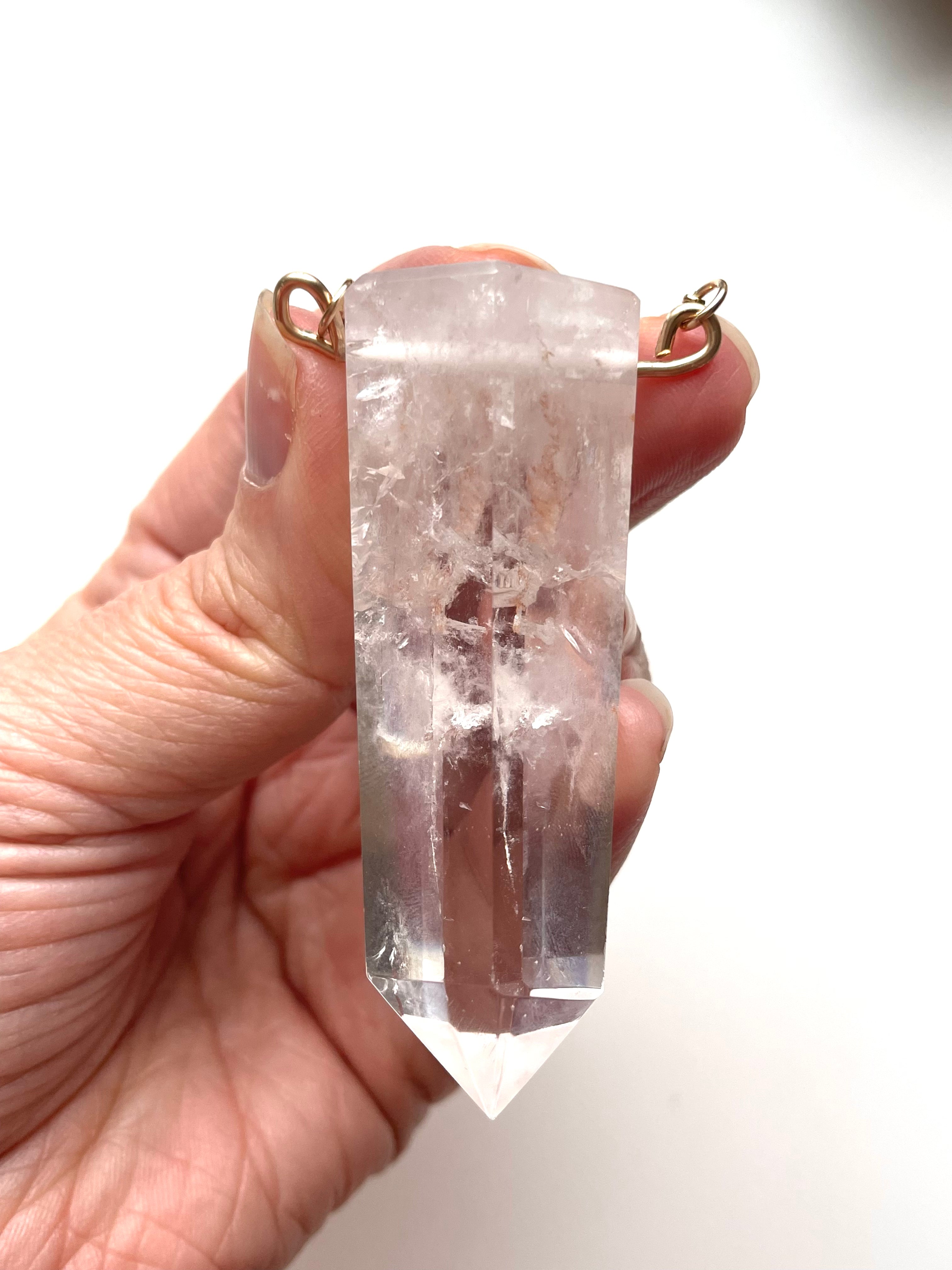 Extra Large Chunky Clear Quartz Tower Necklace - 14kt Gold Filled Pendant for Women | Healing Crystal Jewelry for Meditation, Yoga & Spiritual Gifts