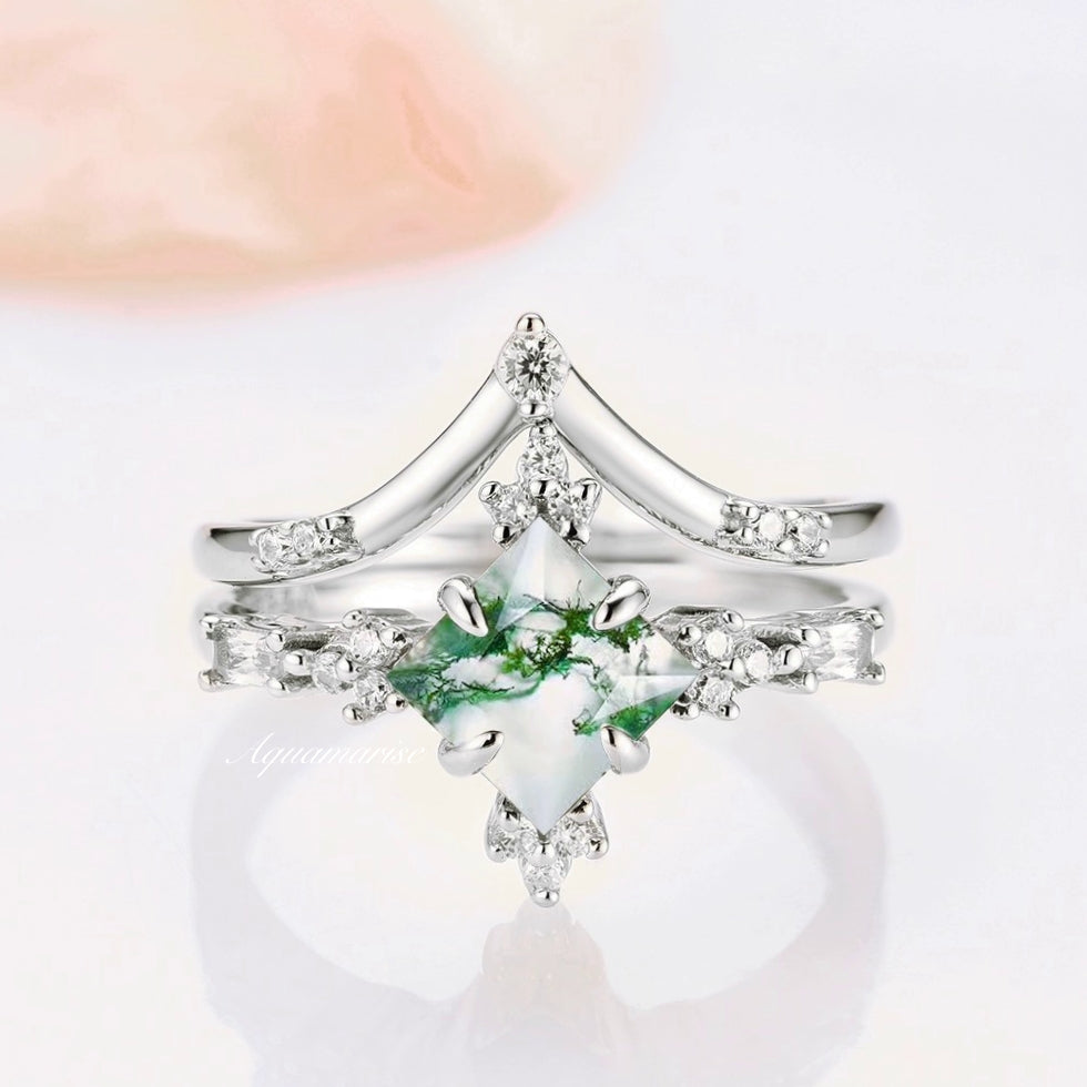 Rustic Moss Agate Couples Ring for Women & Men - Natural Stone Wedding Band, Boho Engagement Ring - Perfect for Anniversaries, Proposals & Romantic Gifts