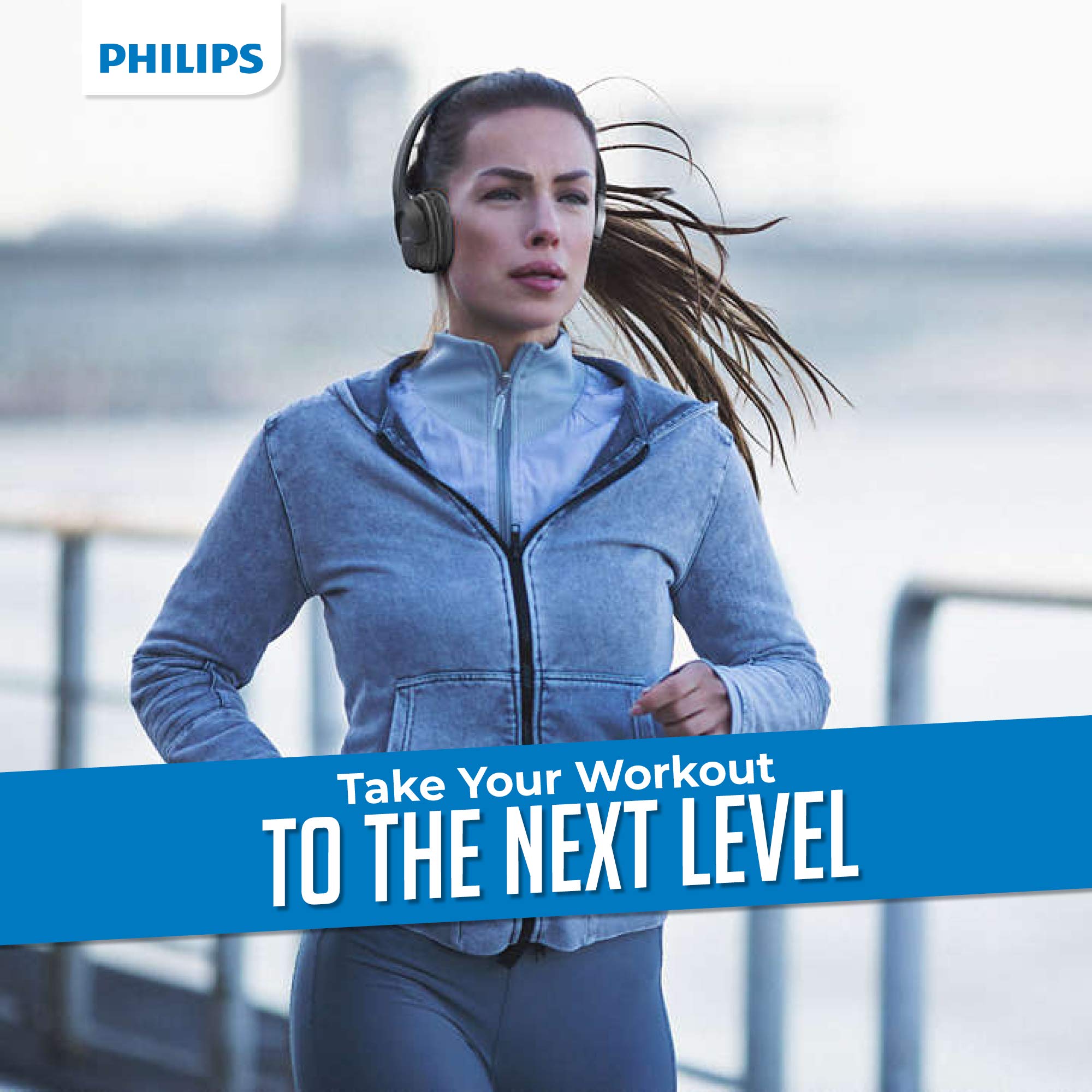 PHILIPS ActionFit SH402 Wireless Bluetooth Headphones - IPX4 Waterproof, 20+ Hours Playtime, Noise Cancelling, Fast Charging, Cool Earcups for Running, Gym, Travel & Work (Black, TASH402BK)