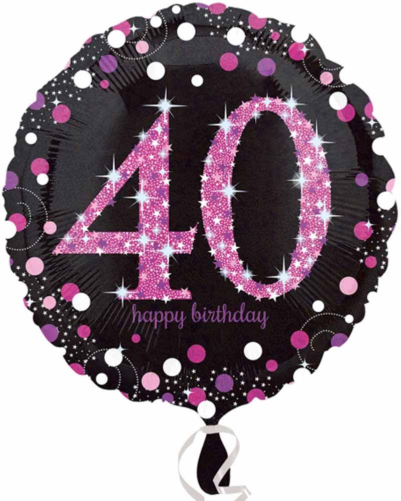 40th Birthday Pink Holographic Foil Balloons - Pack of 12 - Perfect for Anniversary Parties, Baby Showers & Decorations