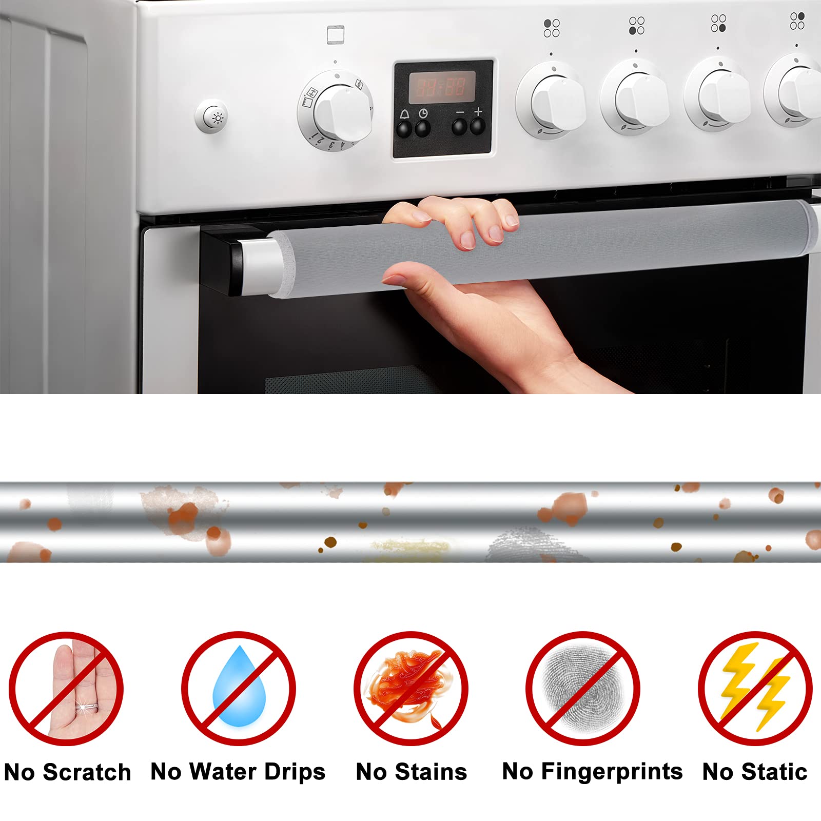 5-Pack Washable Refrigerator Door Handle Covers - Anti-Slip Kitchen Appliance Protector for Fridge, Oven, Microwave & Dishwasher - Prevents Fingerprints & Food Stains - Perfect for Home, Office & Restaurant Use