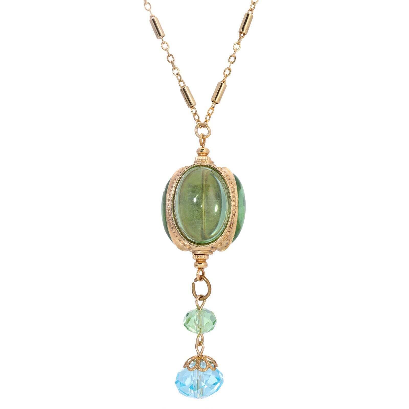 1928 Jewelry 3-Sided Transparent Crystal Spinner Pendant Drop Necklace - 28 Inch Elegant Layering Chain for Women | Perfect for Date Night, Party & Special Occasions