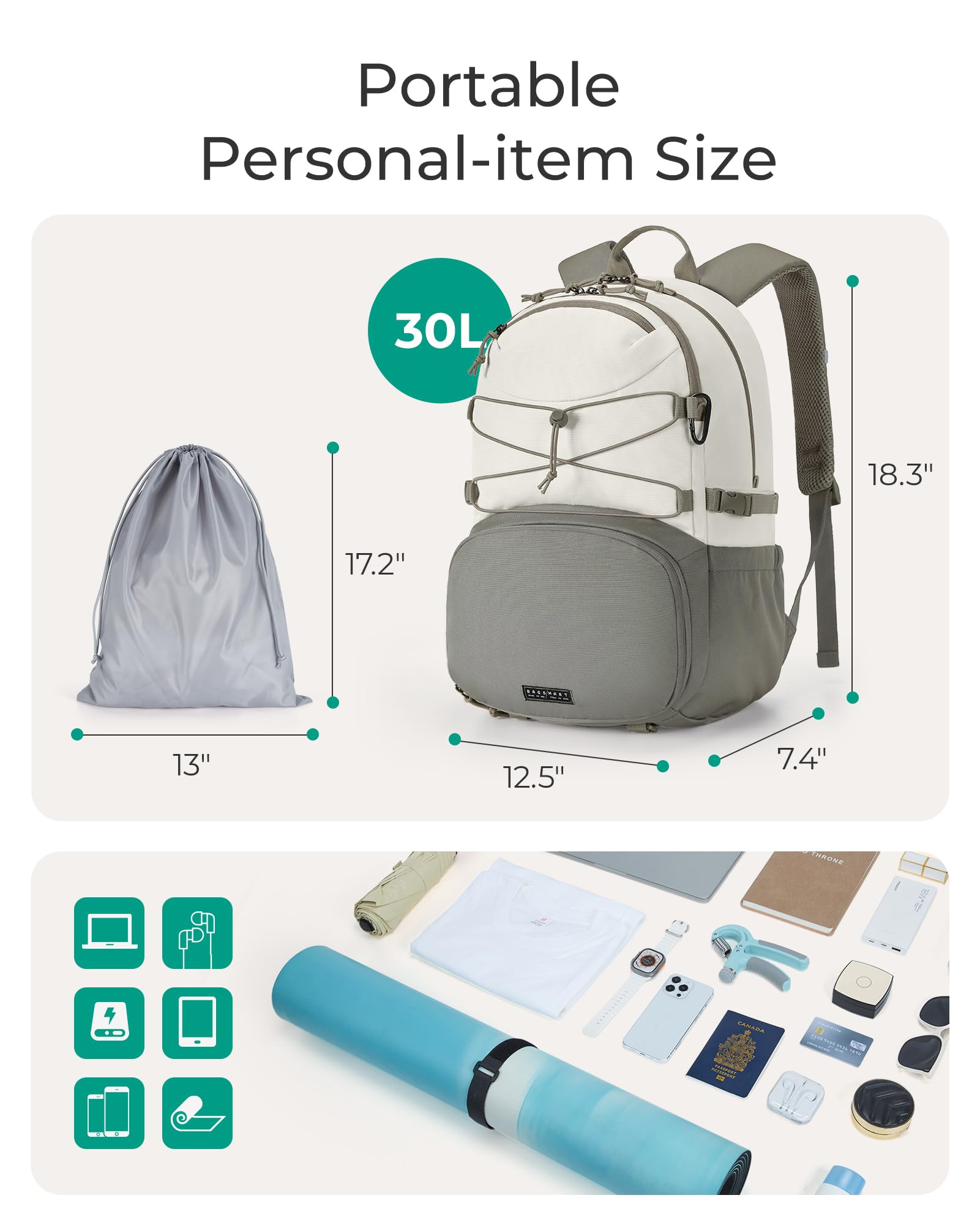 BAGSMART Stylish Gym Backpack for Women - 15.6