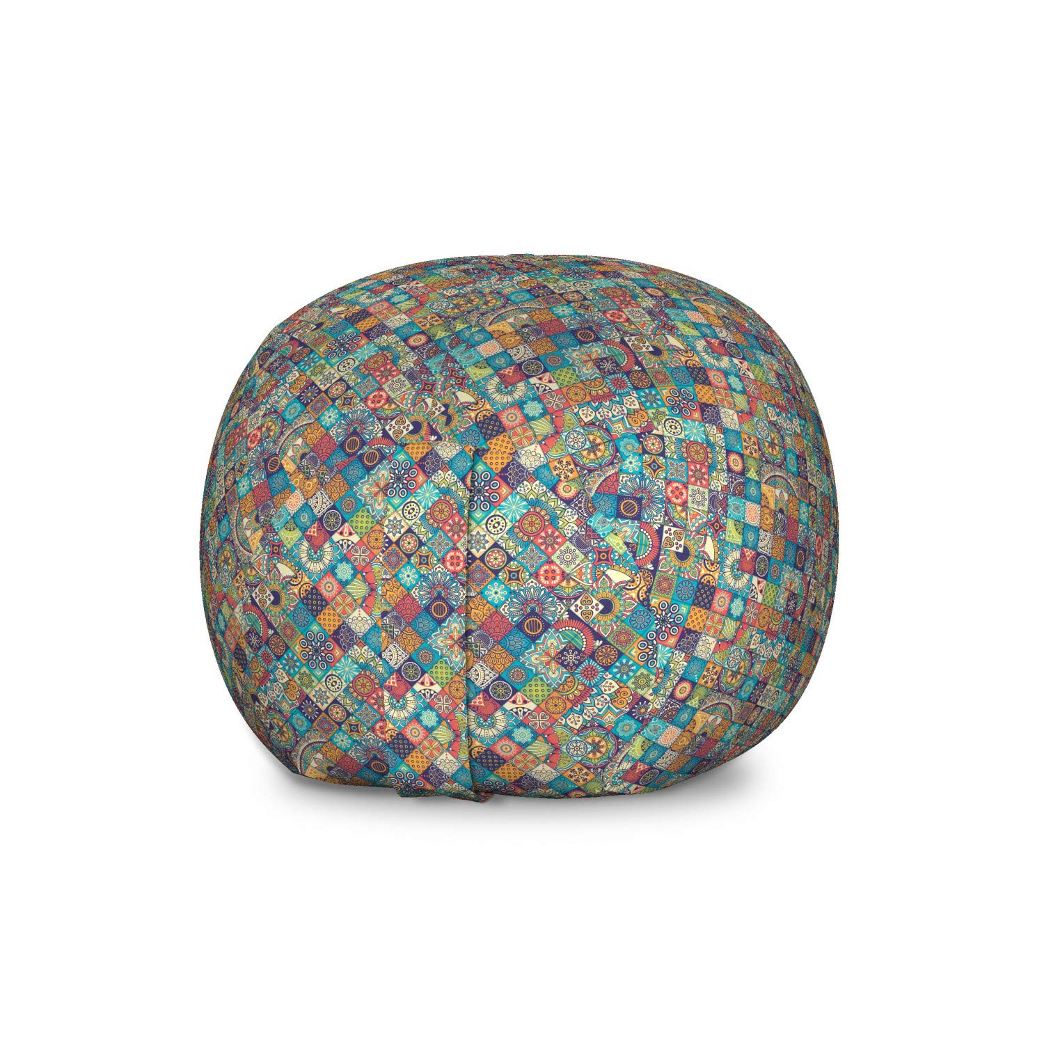Ambesonne Bohemian Storage Toy Bag Chair - Large Washable Organizer with Geometric Floral Folk Art Pattern, Multicolor - Perfect for Kids' Room, Playroom & Nursery Decor