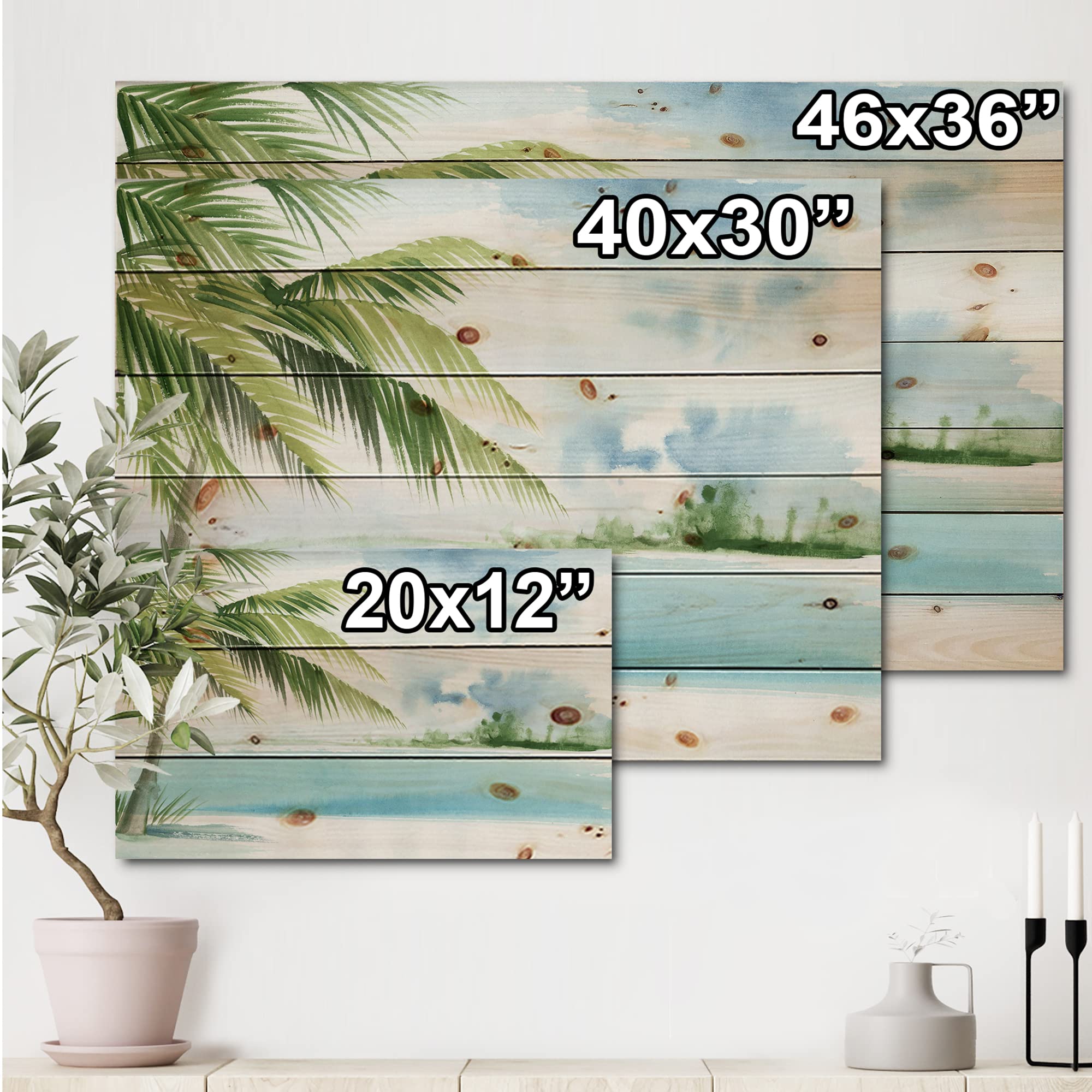 Palm Beach Resort At Dawn Coastal Wood Wall Art - Blue Nautical Decor, Large Beach Wood Wall Panels Printed on Natural Pine - Perfect for Living Room, Bedroom & Beach House Decor