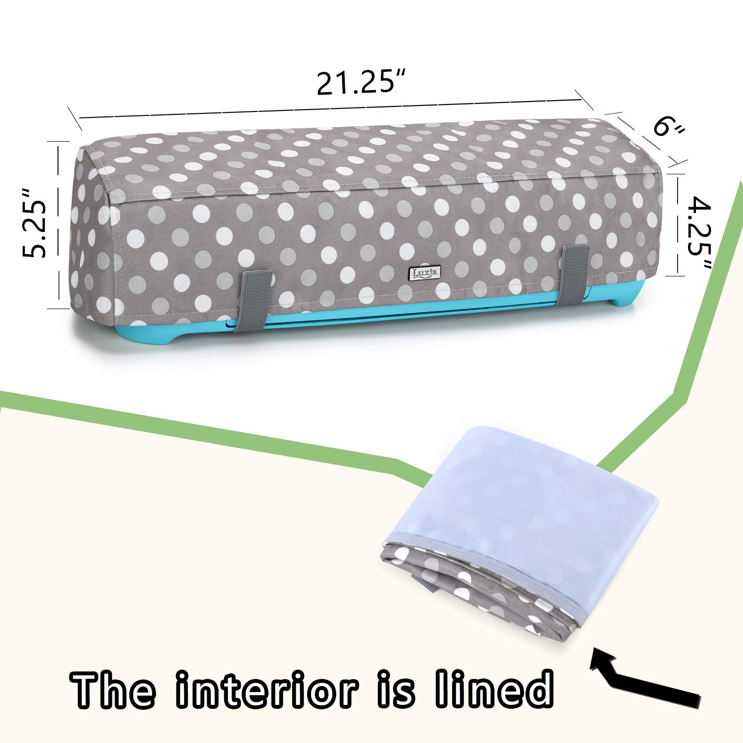Luxja Dust Cover for Cricut Explore Air & Air 2 - Machine Protector with Back Pockets, Gray Polka Dot Design | Perfect for Craft Room Organization & Vinyl Cutting Projects