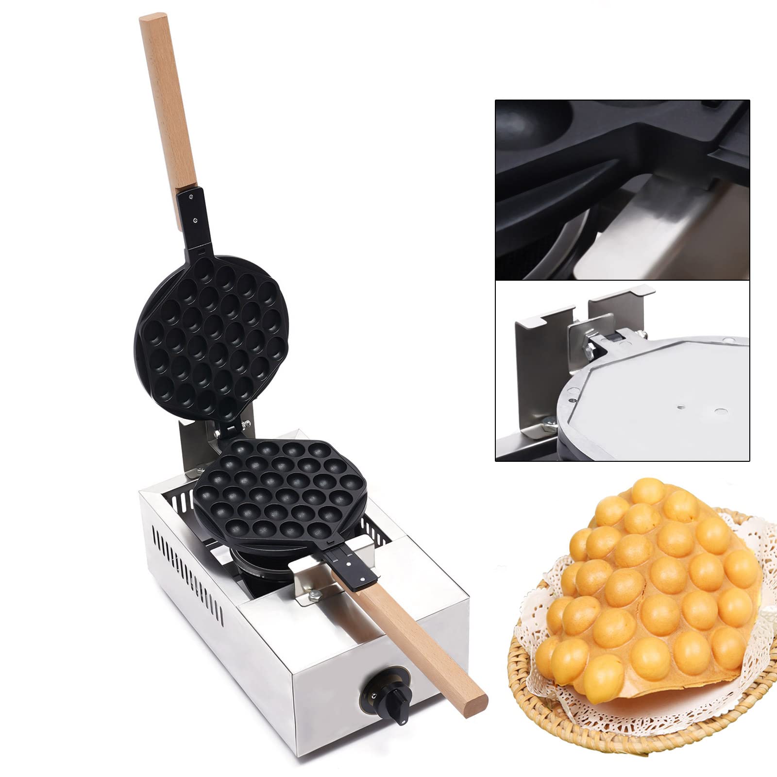 Commercial Electric Egg Puff Maker - Non Stick Hong Kong Style Bubble Waffle Iron with Adjustable Timer & Temperature Control, Perfect for Breakfast, Desserts, and Street Food Snacks