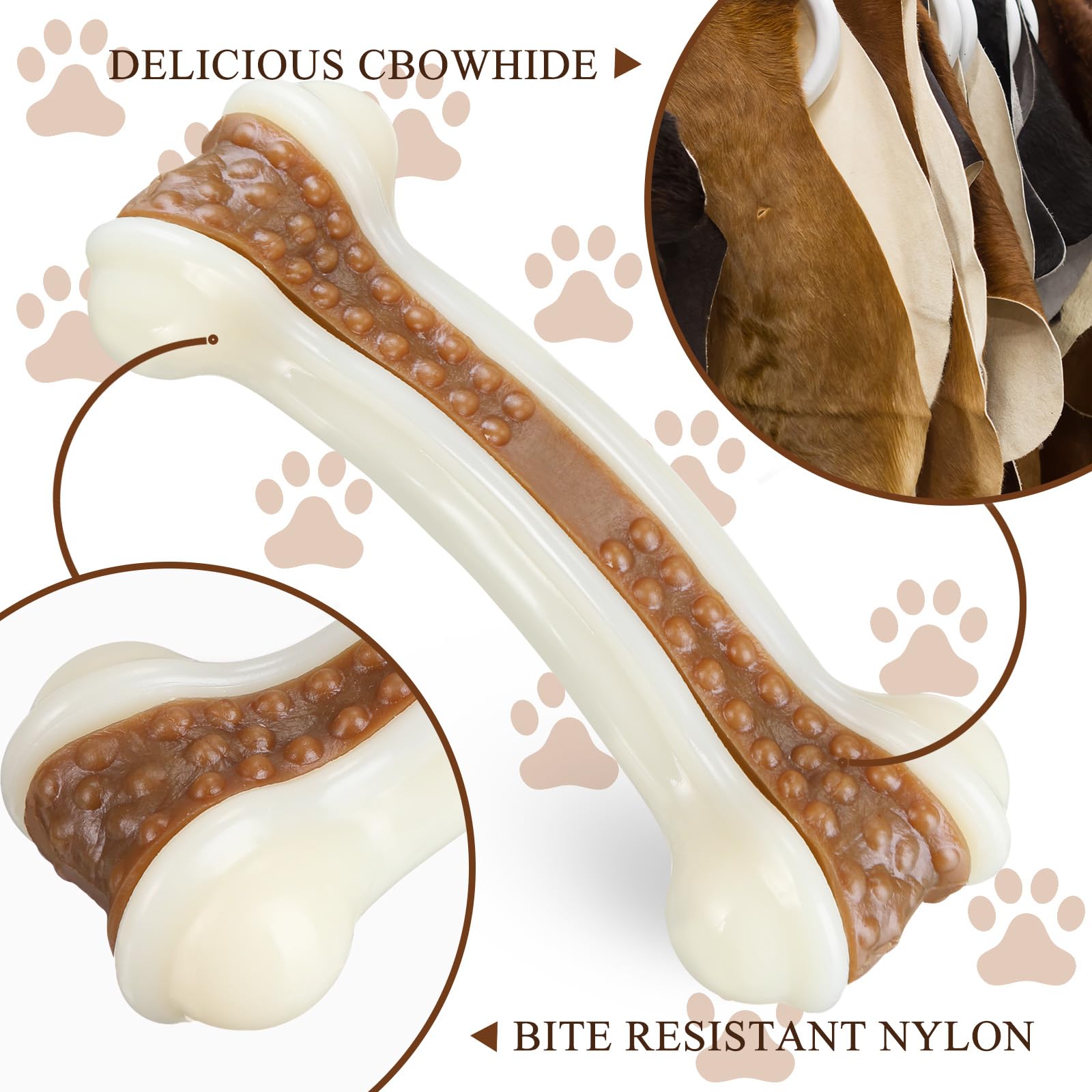Leyndo 24-Pack Durable Nylon Dog Chew Toys for Aggressive Chewers - Tough Puppy Teething Bones for Medium & Large Breed Dogs - Teeth Cleaning & Training Treats - Perfect for Indoor Play, Outdoor Adventures, and Crate Training