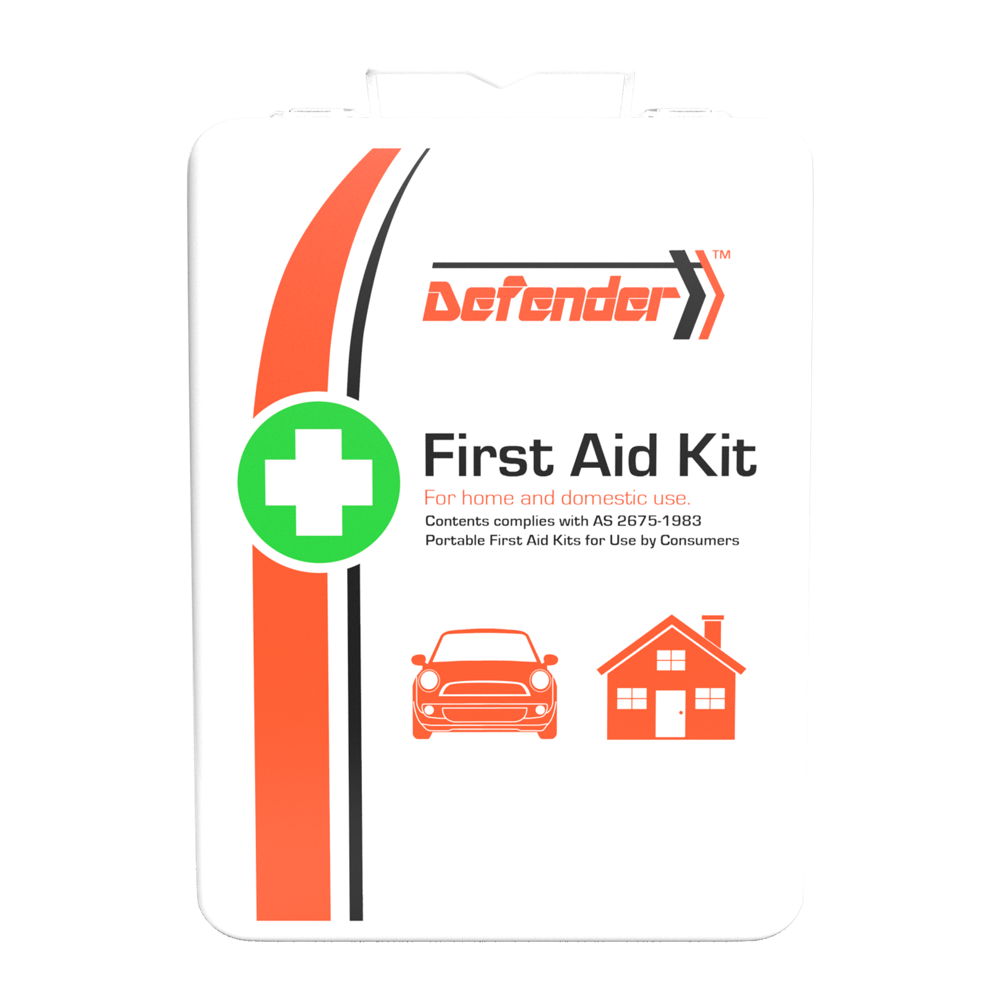 DEFENDER 3 Series Metal First Aid Kit - Heavy Duty, Compact (9 x 6.5 x 2.75 inches) for Emergency, Camping, Workplace & Car Safety