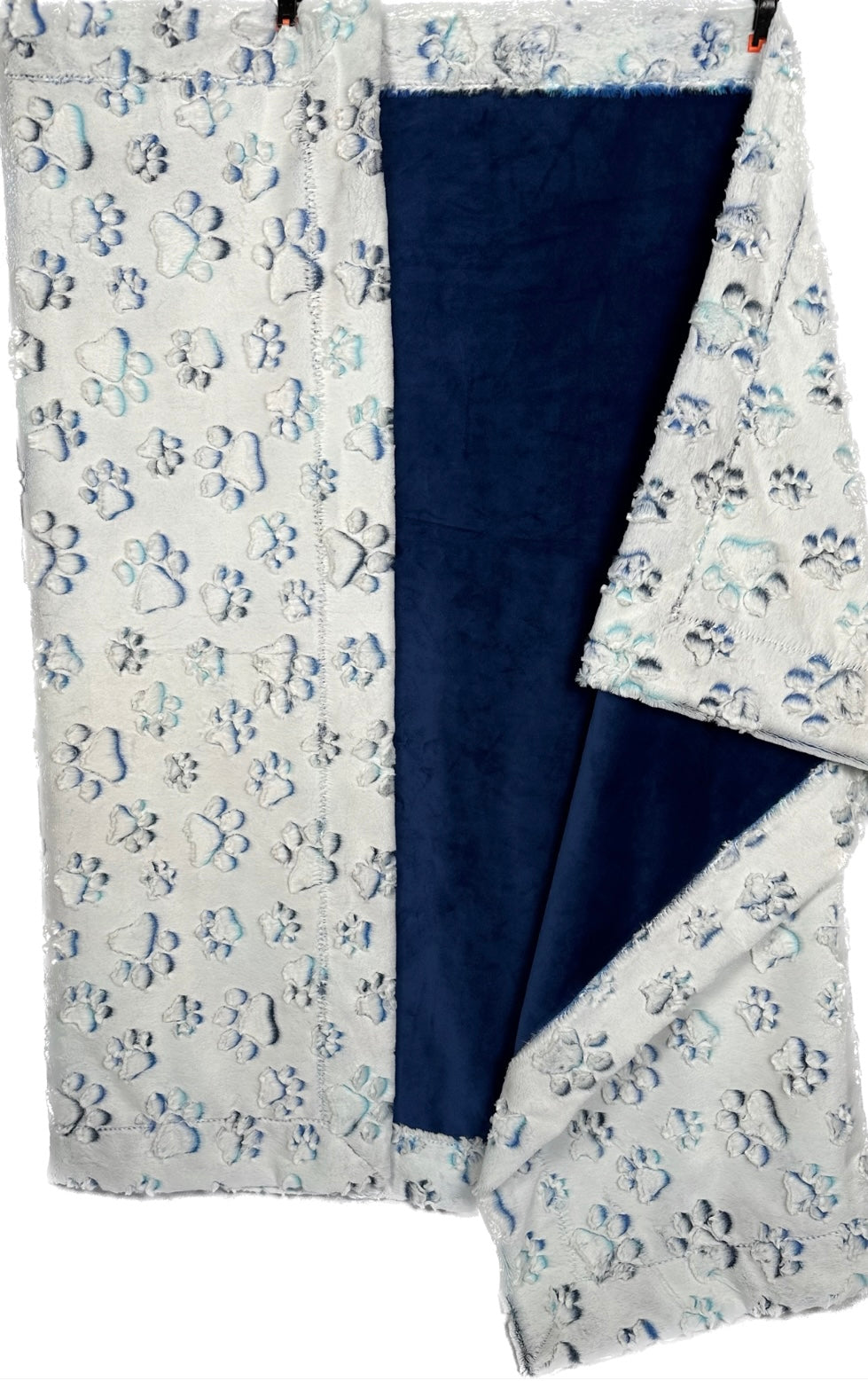 Nautical Blue Prism Paws and Solid Cuddle Large Blanket 53x76 - Soft Cozy Throw for Bed, Sofa, and Outdoor Picnics