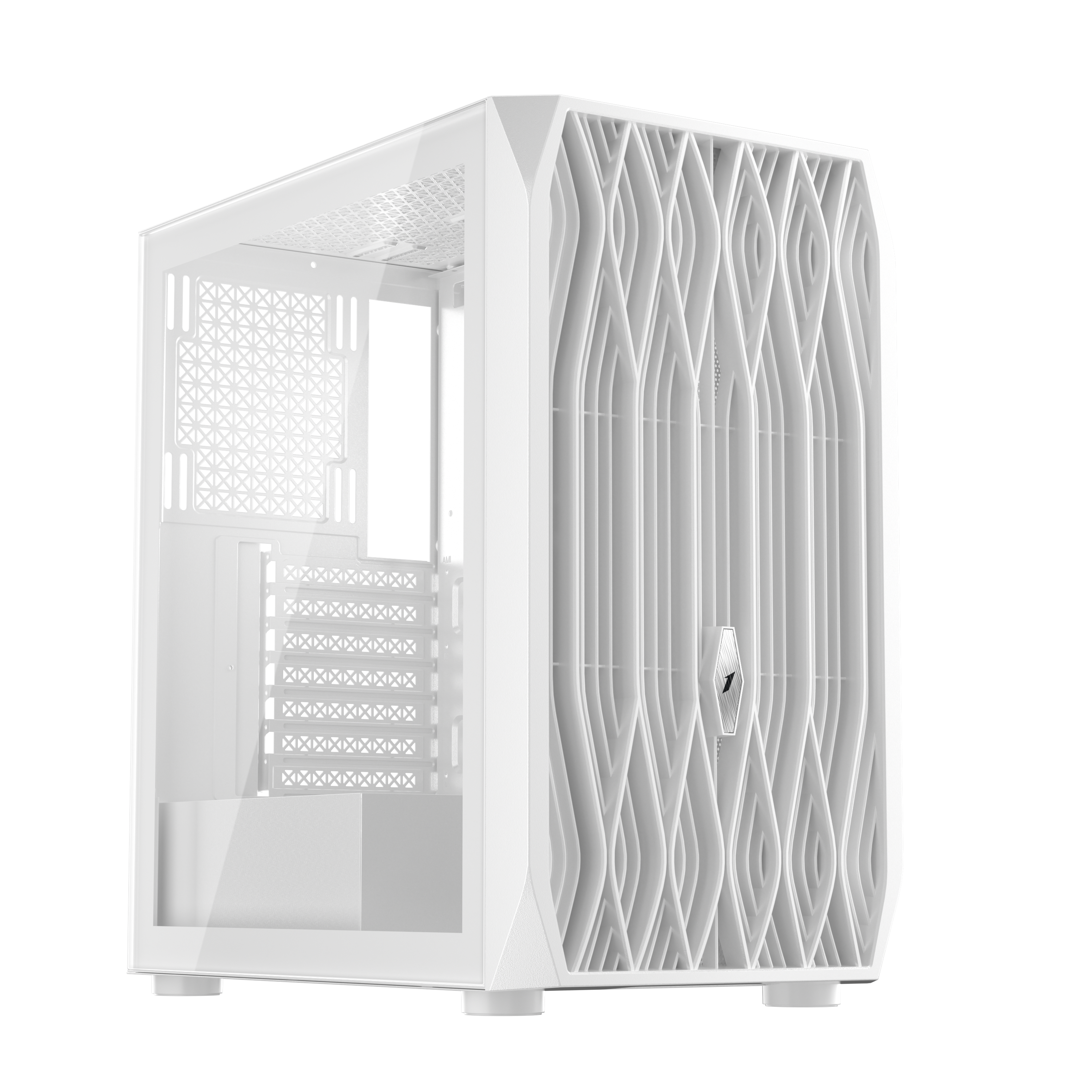1st Player AY7 ATX/Micro-ATX/Mini-ITX PC Gaming Case - White | High Airflow Mid Tower Computer Case for Gaming PC Builds | Perfect for Esports, Streaming & Home Office Setups