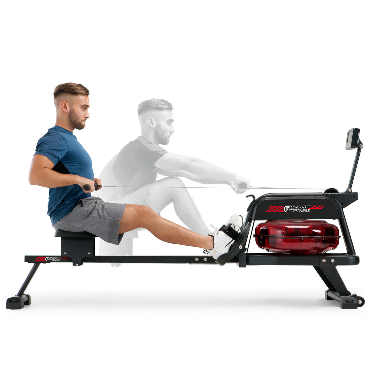 Circuit Fitness AMZ 167RW Water Rowing Machine for Home Gym - Quiet Full Body Workout Equipment for Cardio & Strength Training - Perfect for Small Spaces & Apartment Fitness