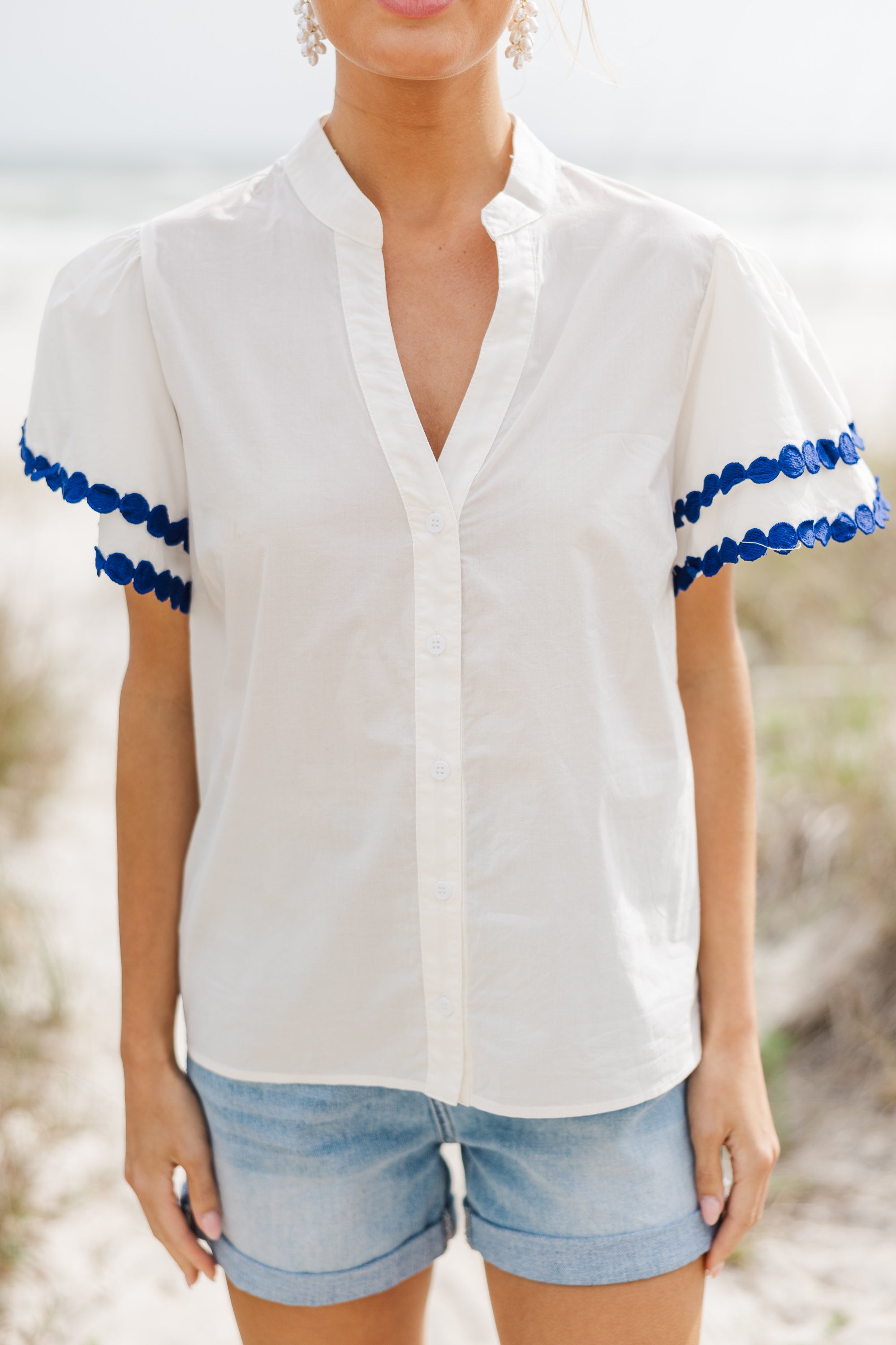 Free To Be You White Button Down Blouse for Women - Classic Office & Casual Wear | Perfect for Work, Date Night & Everyday Outfits