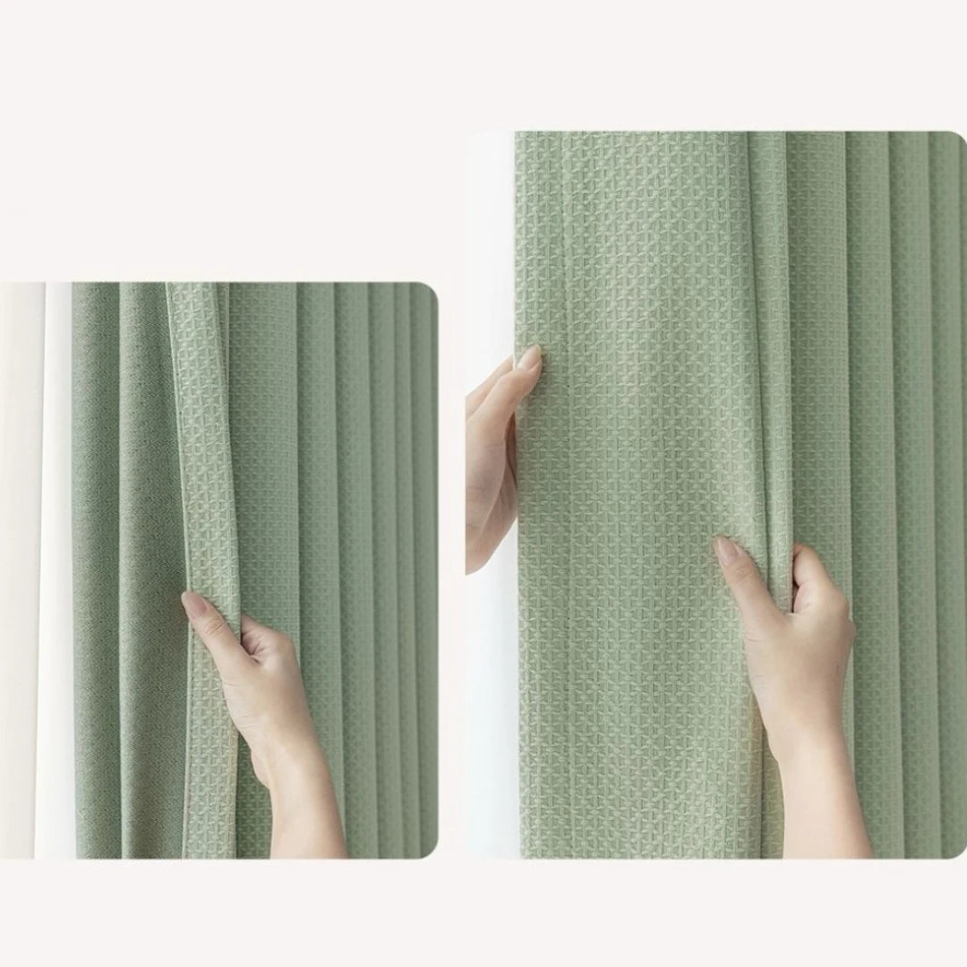Blake Chenille Basketweave Blackout Curtains for Bedroom - Custom Room Darkening Window Drapes for Home Theater & Nursery