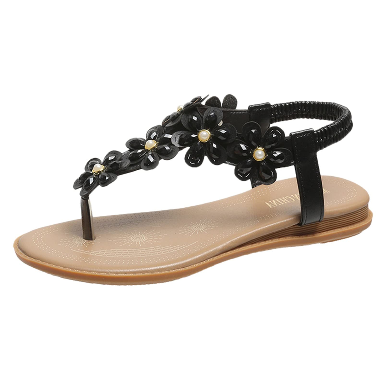 Women's White Rhinestone Bohemian Sandals for Wedding - Beaded Ethnic Flat Summer Shoes with Snake Design | Perfect for Beach Weddings, Boho Parties & Casual Outings
